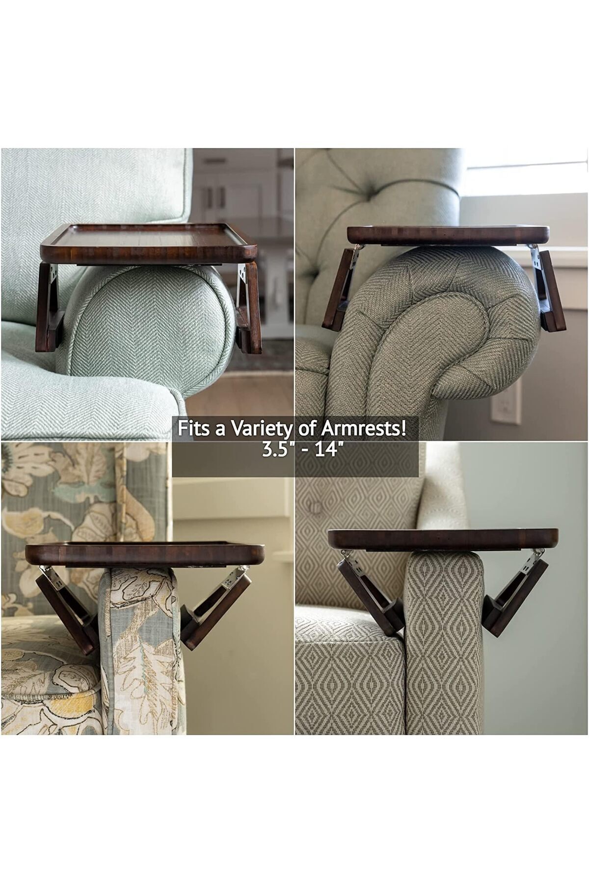 Generic-Dragontowm Clip On Tray Sofa Table for Wide Couches. Couch Arm Tray Table, Portable Table, TV Table 6