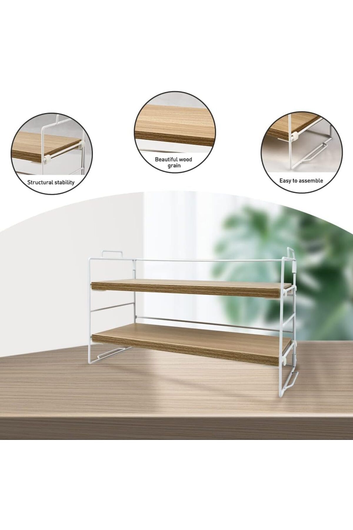 Generic-ALMEKAQUZ Desktop Shelves,2 Tier,Wood Desktop Organizer Shelf,Adjustable Desktop Display Shelf Rack 7