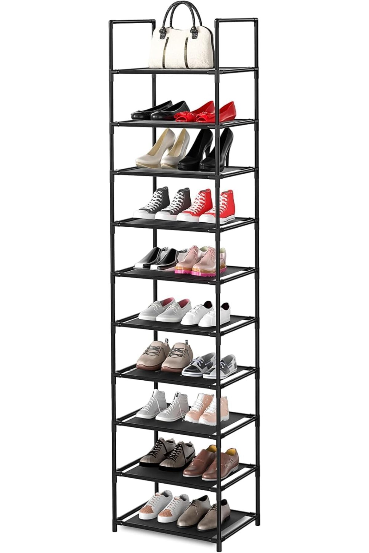 منظم أحذية طويل ذو 10 طبقات، رف تخزين لـ 20-25 زوج...
