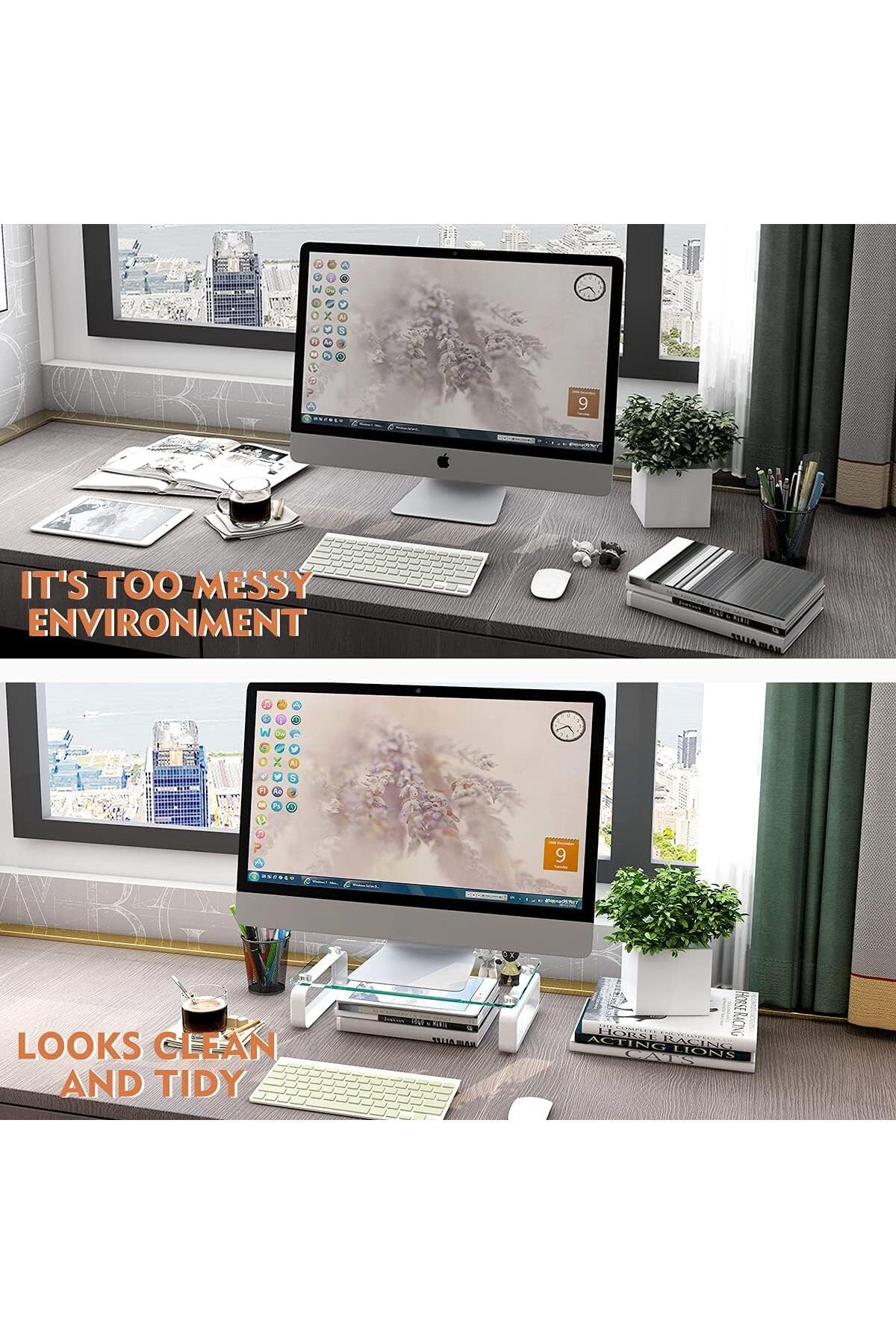 Generic-Hemudu Clear Computer Monitor Stand Riser Multi Media Desktop Stand for Flat Screen LCD LED TV, Lap 6