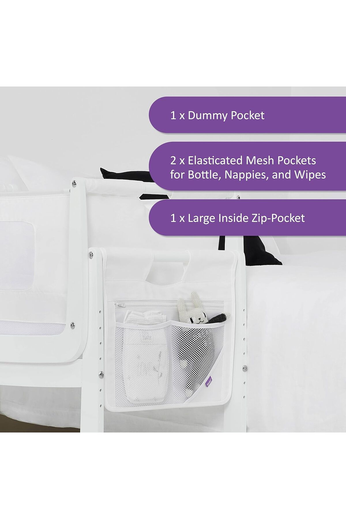 Generic-Snuz SnuzPod 4 Storage Pocket | Multiple Pockets | Canvas Fabric | Hand Washable | Color- Grey | Di 5