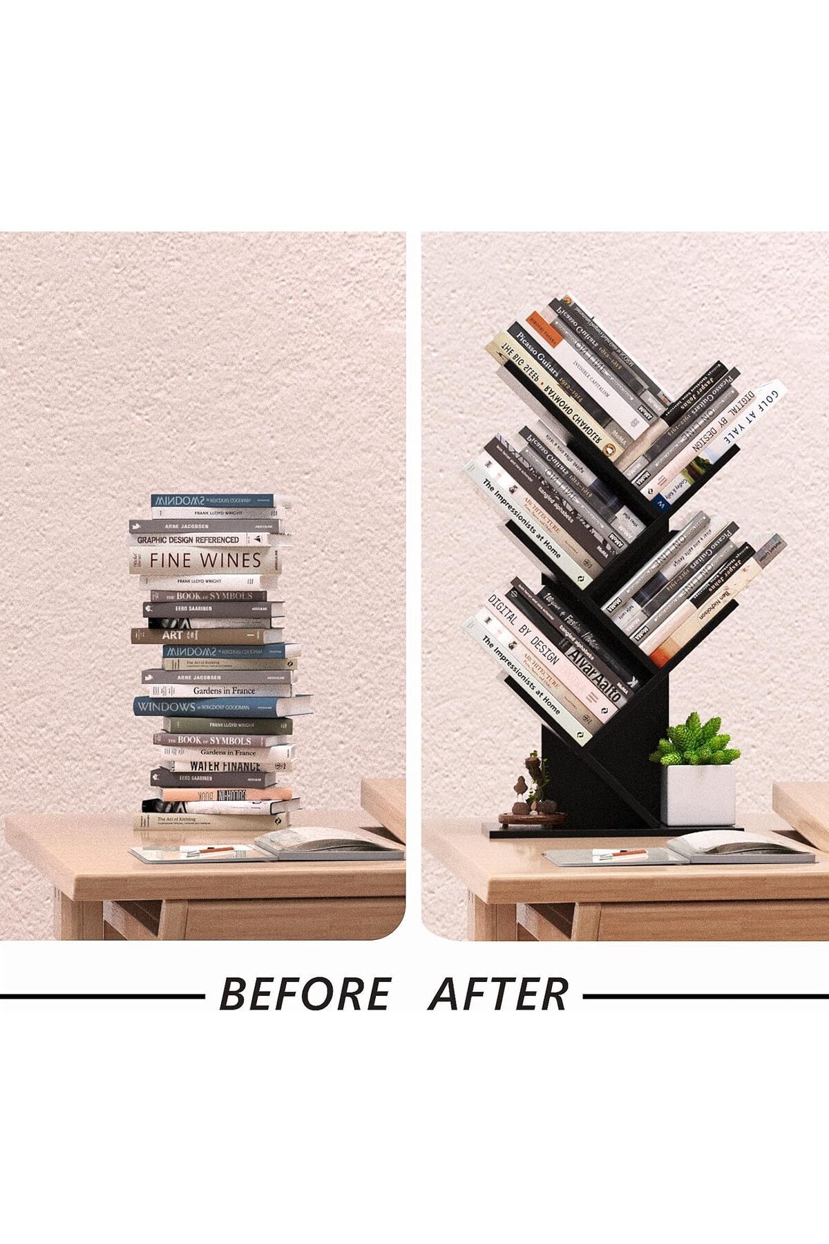 Generic-Toriseek 5 Shelf Bookshelf Free Standing Bookcase Small Space Book Tower for Books Magazine, Office 5