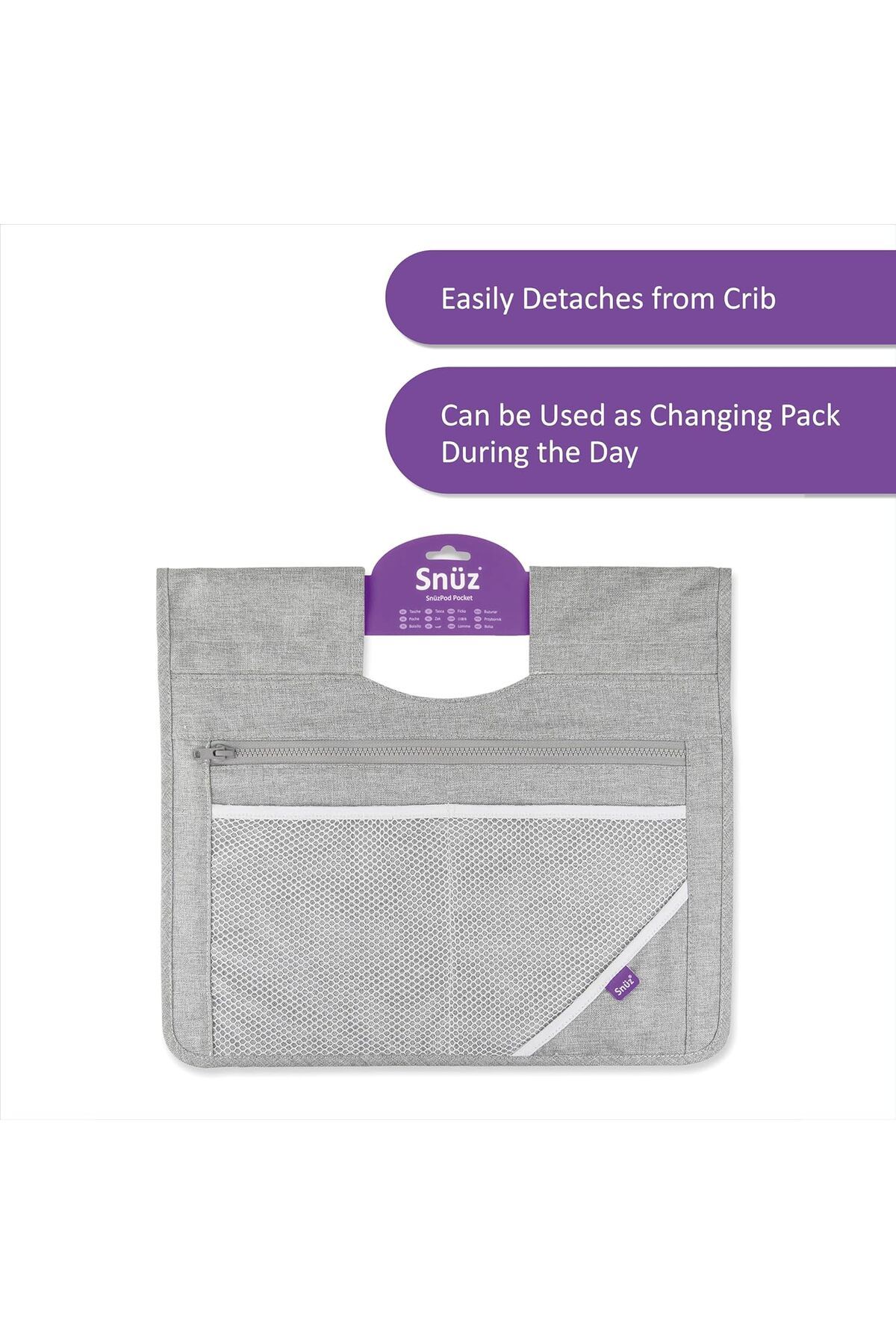 Generic-Snuz SnuzPod 4 Storage Pocket | Multiple Pockets | Canvas Fabric | Hand Washable | Color- Grey | Di 6