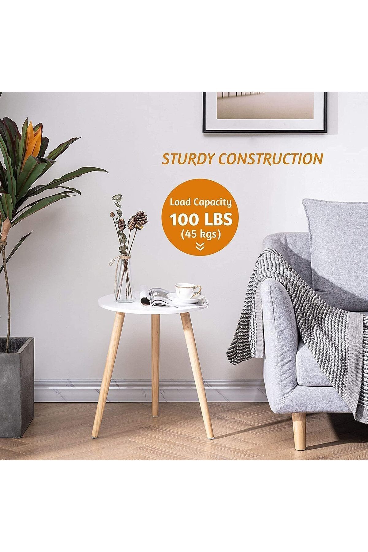Generic-AGD Round Side Table, Small Folding Coffee Table Anti-Rust and Waterproof Easy Assembly for Living 5