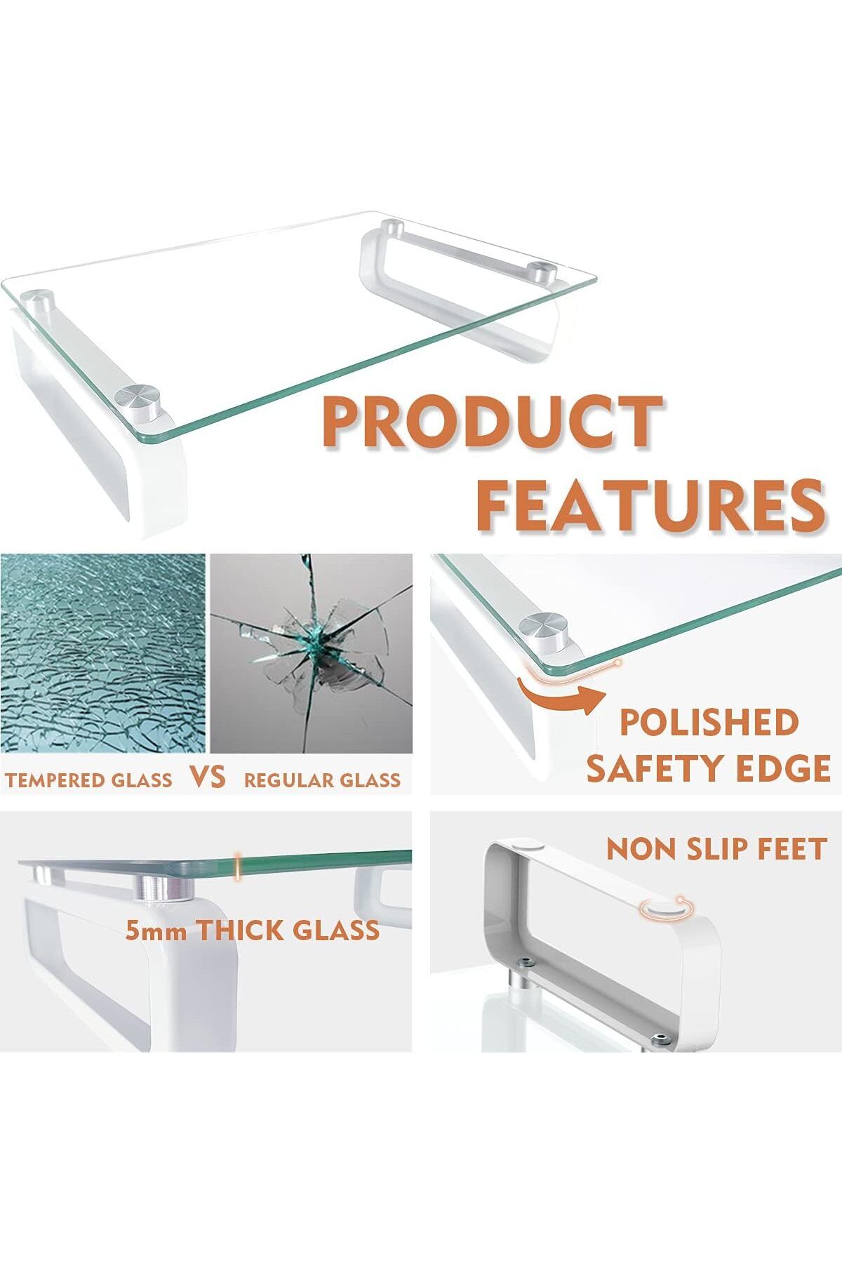 Generic-Hemudu Clear Computer Monitor Stand Riser Multi Media Desktop Stand for Flat Screen LCD LED TV, Lap 2