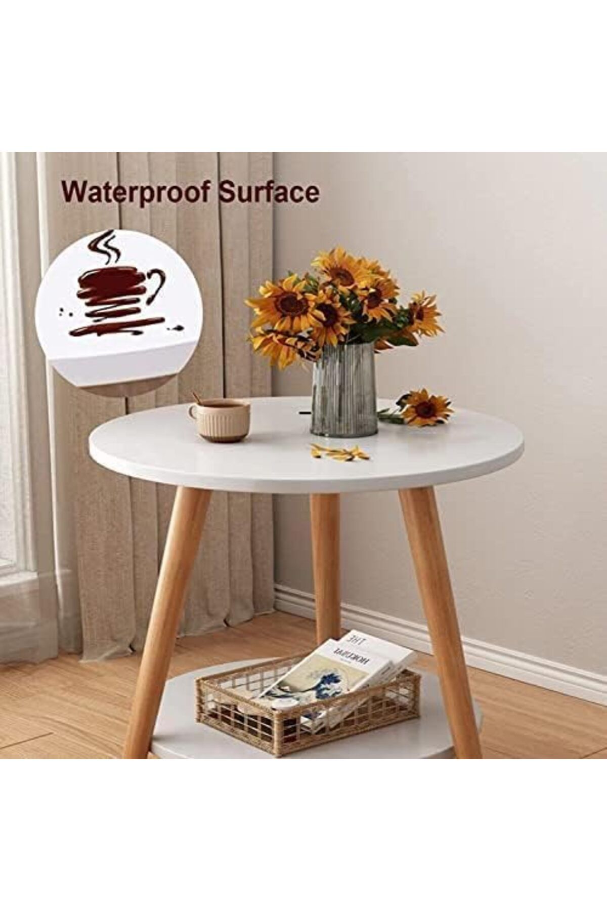 Generic-Solerconm 2-Layer Round Coffee Table,End Tables for Living Room, Side Tables, Sturdy and Easy Assem 5
