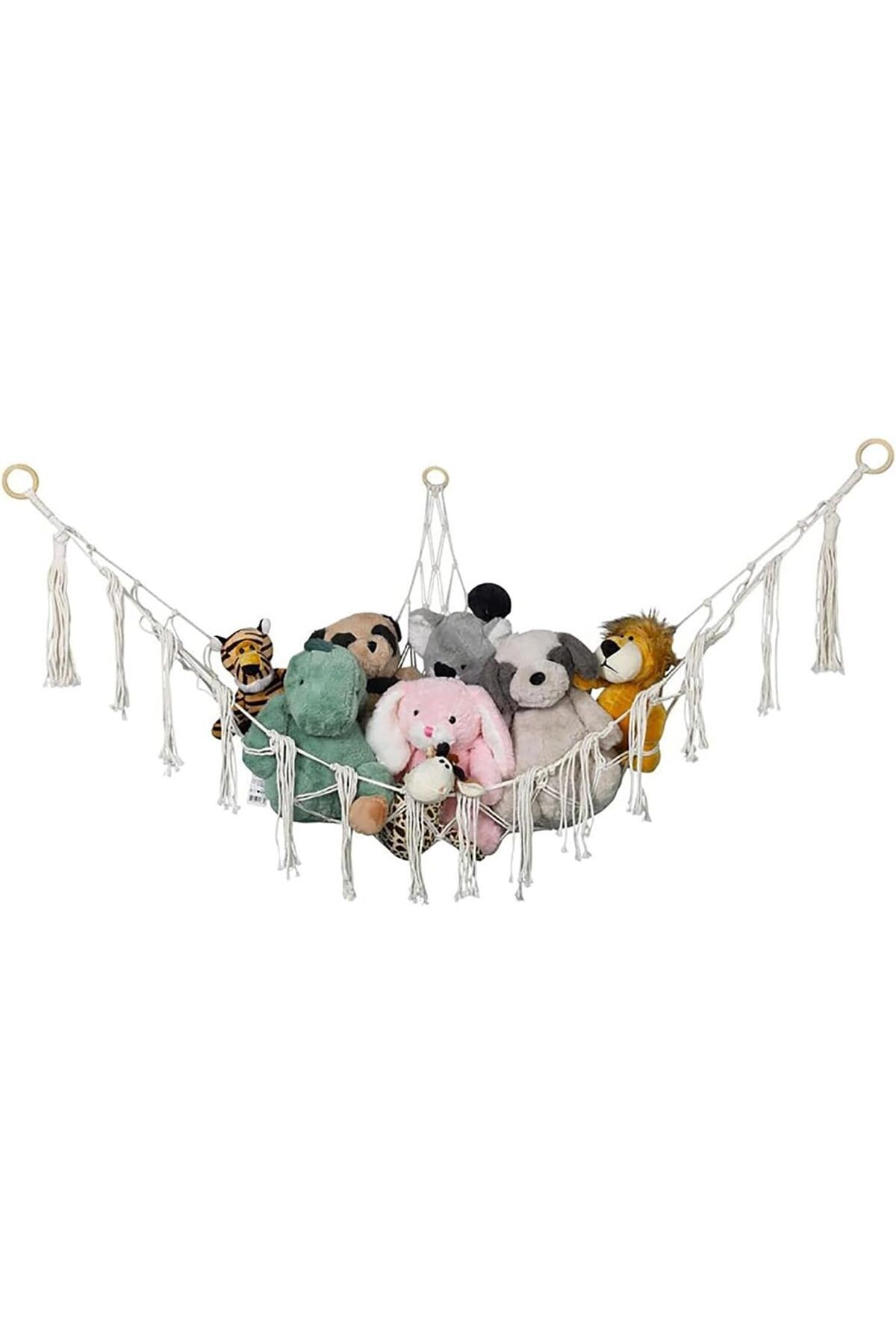 Generic-Tazweeq Macrame Nursery Hanging Organizers, Large Boho Style Rope Net Holder for Kids Toys, Easy In 1