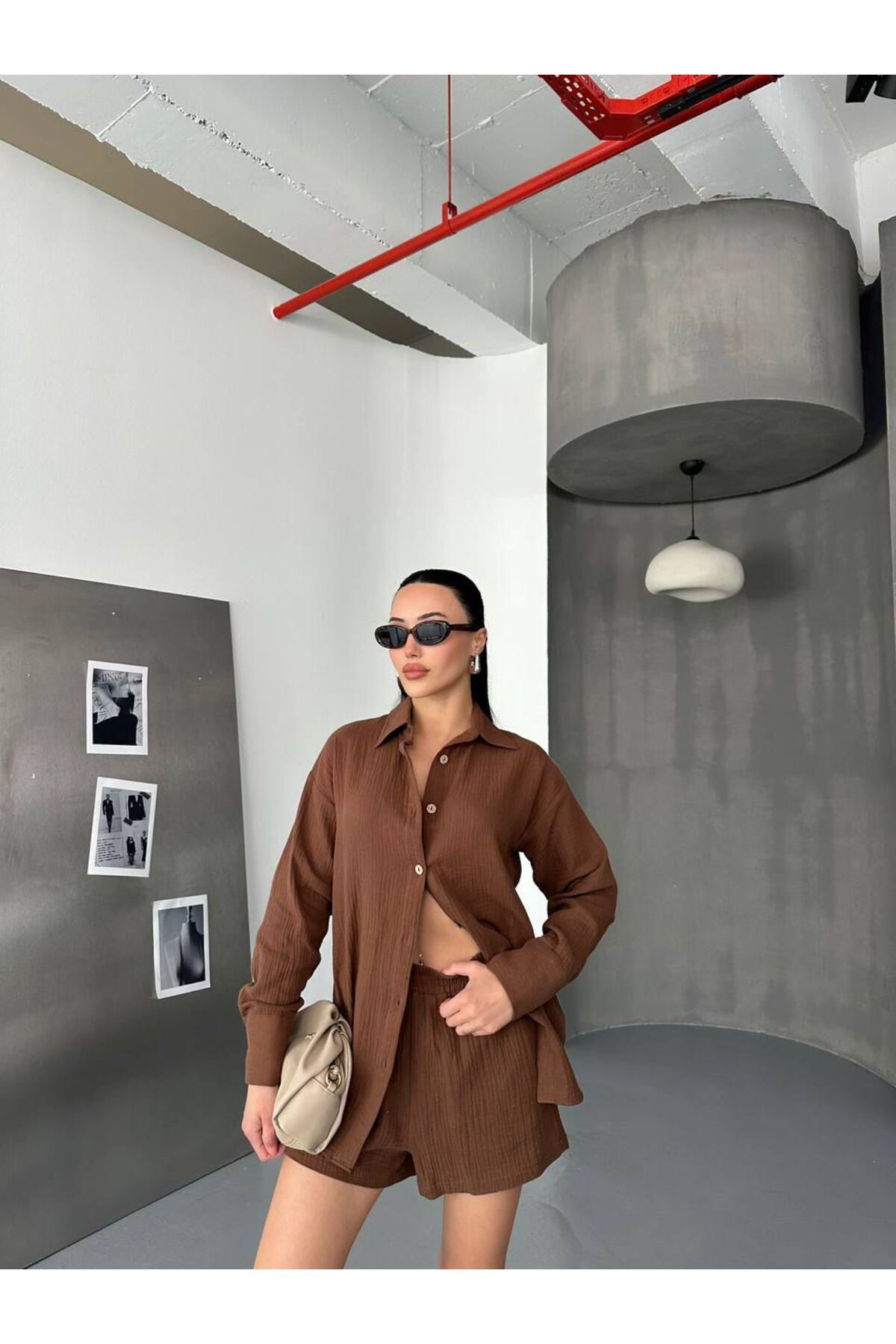 Hotfashion Oversize Gömlek Şort Takım