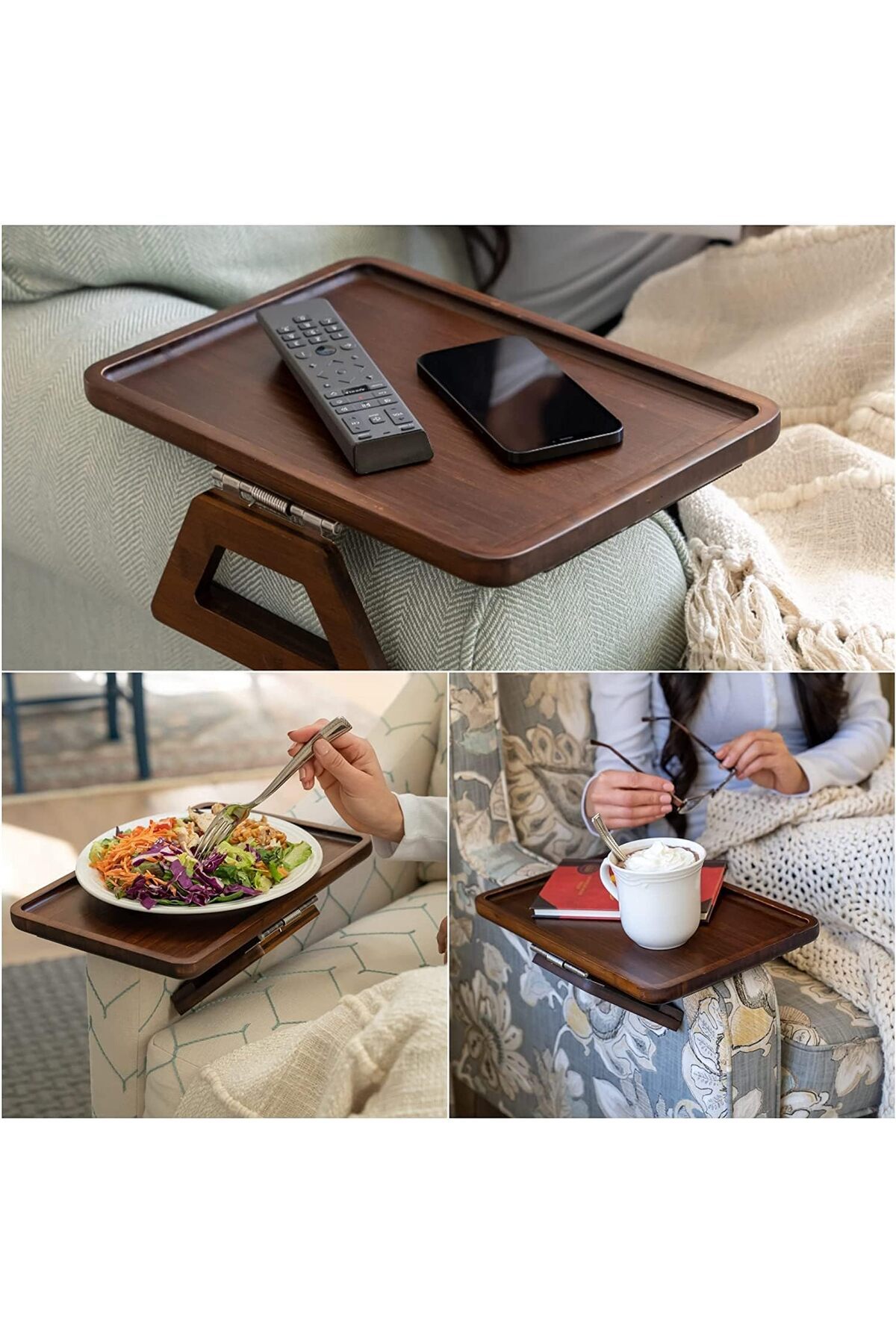 Generic-Dragontowm Clip On Tray Sofa Table for Wide Couches. Couch Arm Tray Table, Portable Table, TV Table 7