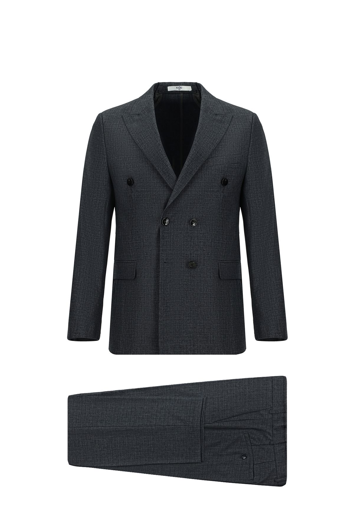 Kiğılı Slim Fit Dar Kesim Desenli Kruvaze Takım Elbise