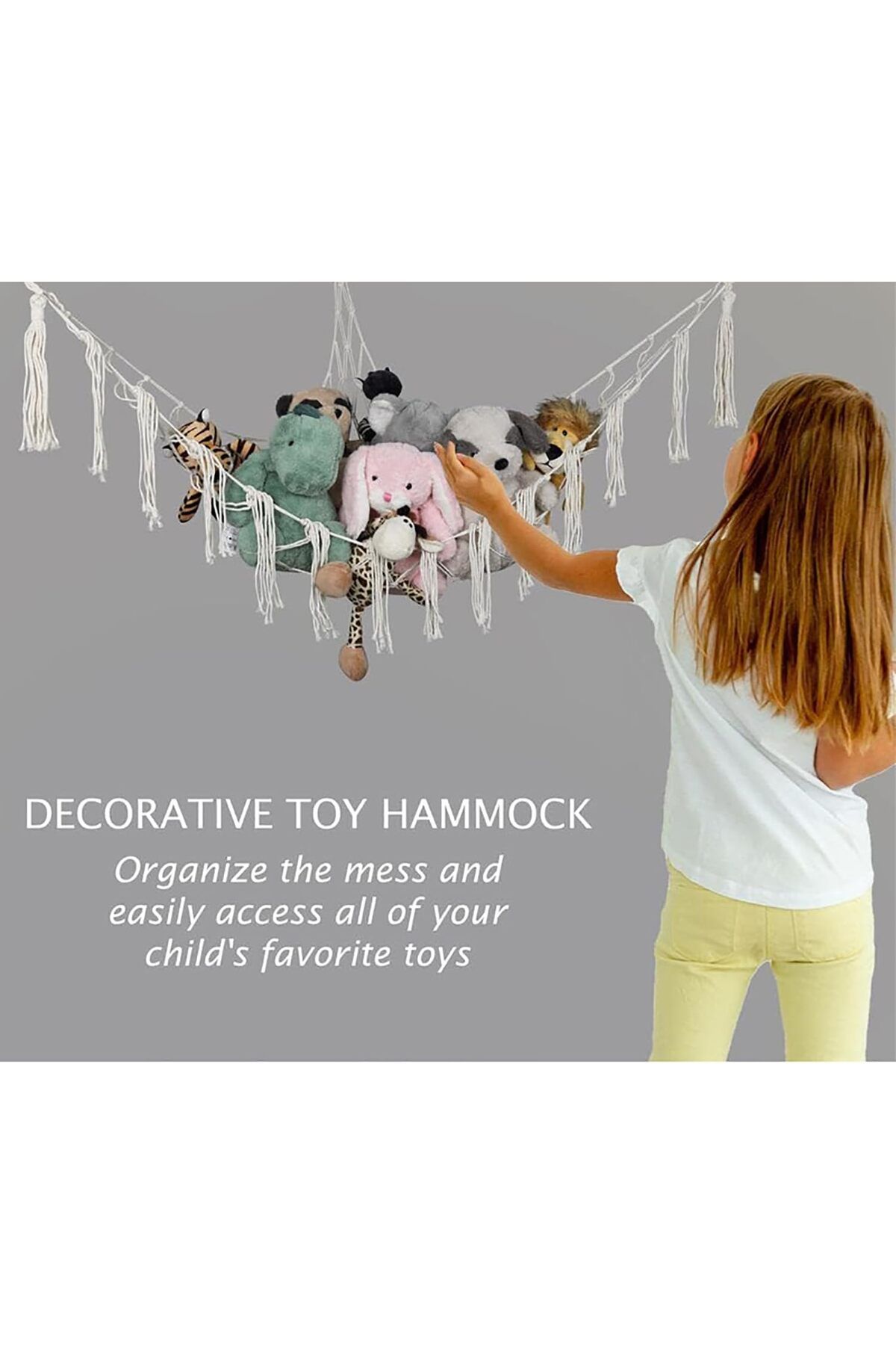 Generic-Tazweeq Macrame Nursery Hanging Organizers, Large Boho Style Rope Net Holder for Kids Toys, Easy In 5