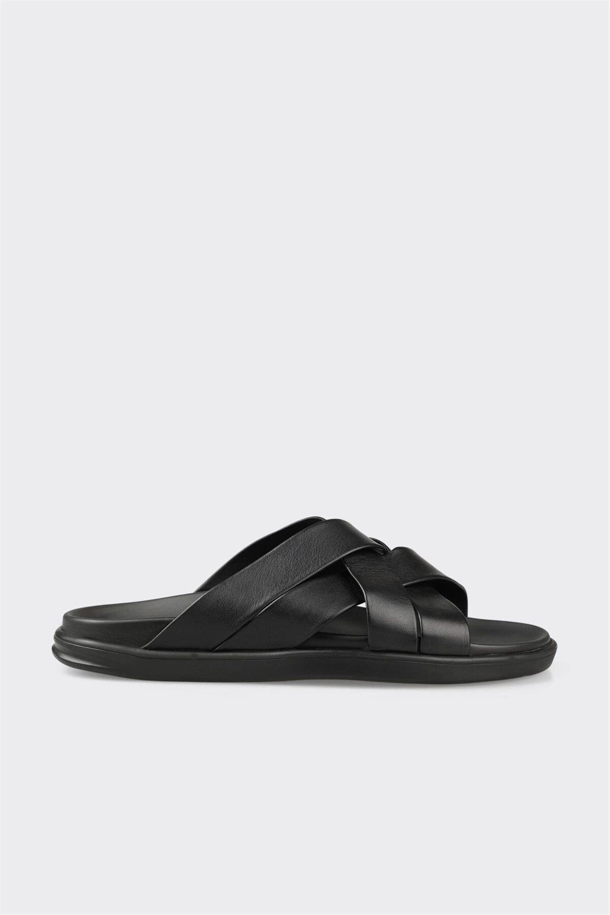 Elle Shoes Siyah Deri Erkek Terlik