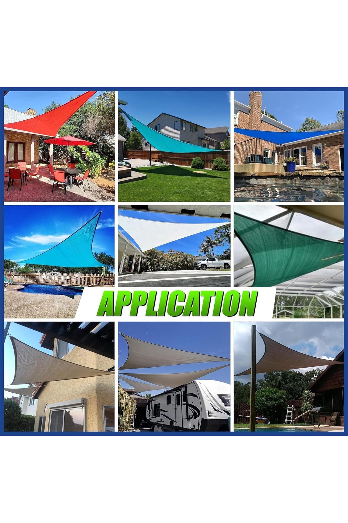 Generic-X spring Sun Shade Sail, Waterproof Triangle Shade Sail with 3 Snap Hooks and 3 Ropes, Sun Shades O 7