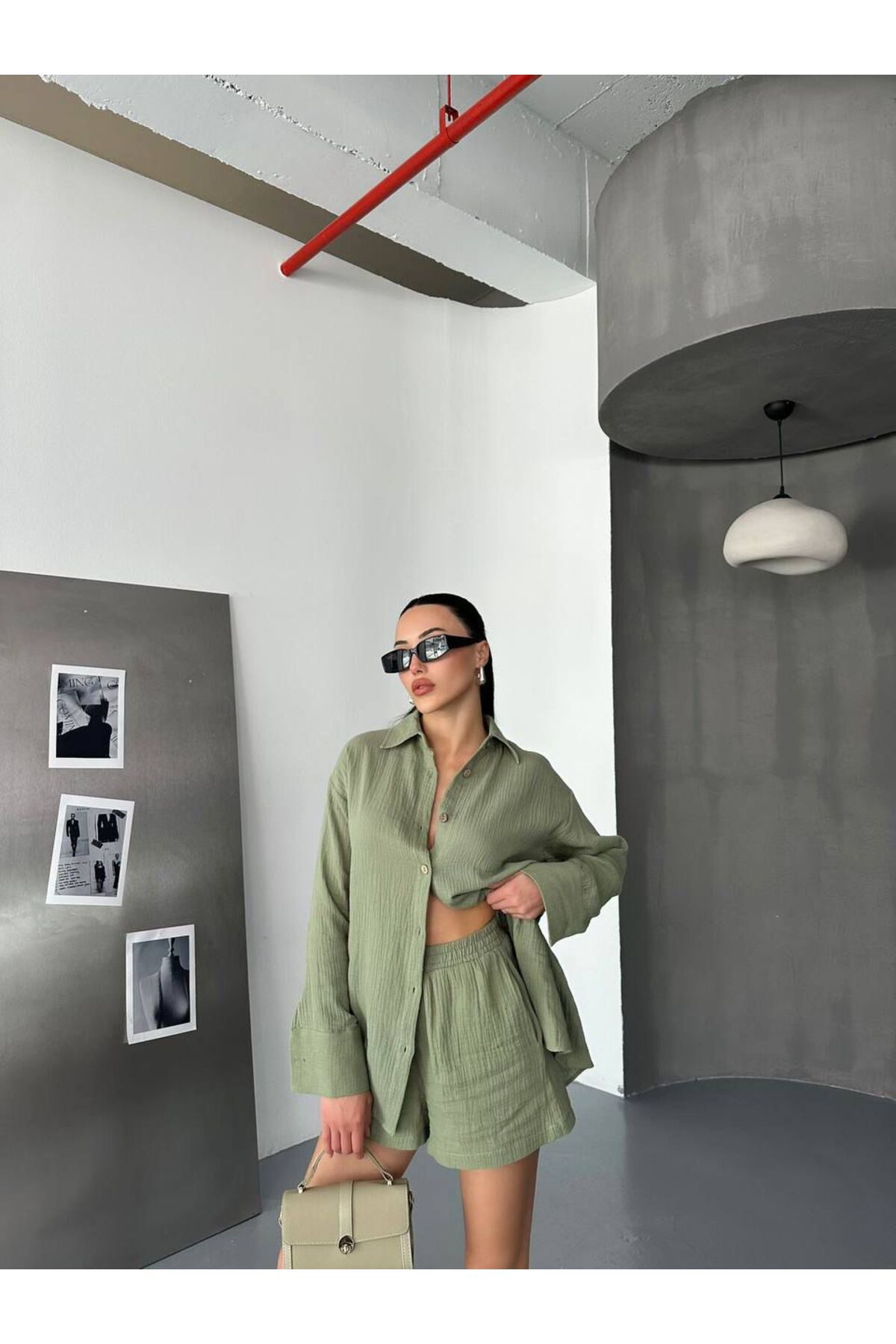 Hotfashion Oversize Gömlek Şort Takım
