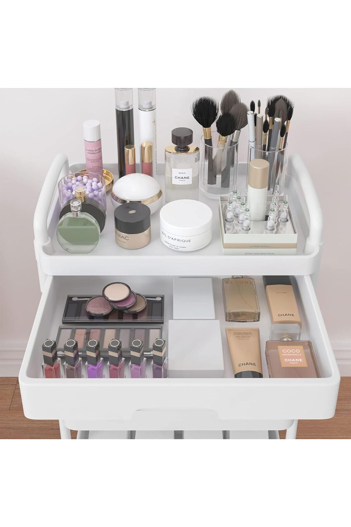 Generic-Uand home 3-Tier Rolling Utility Cart with Drawer, Multifunctional Storage Organizer with Plastic S 7