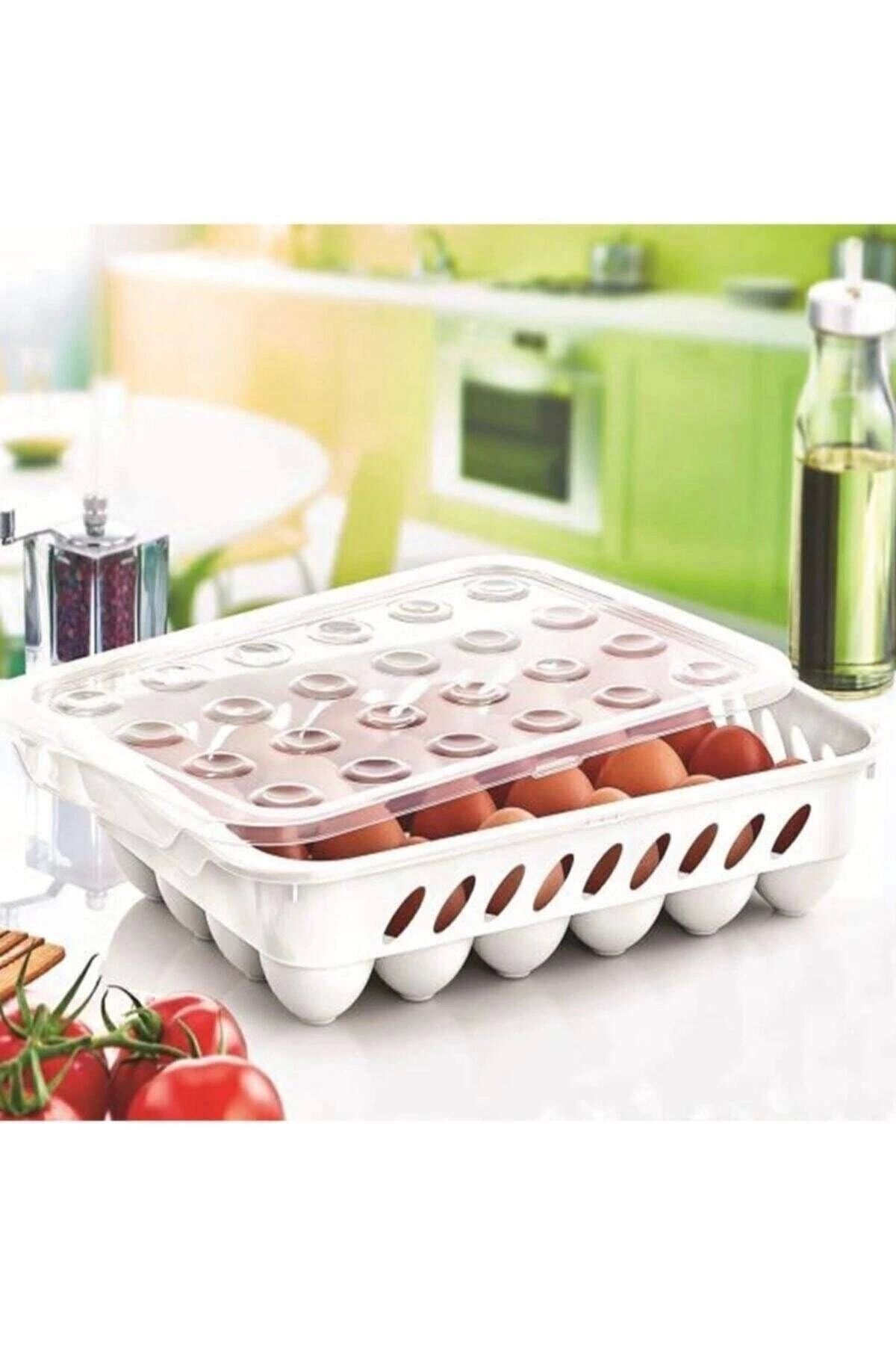 PRATİKOBA Yumurta Kapalı Saklama Kabı 24'lü Beyaz