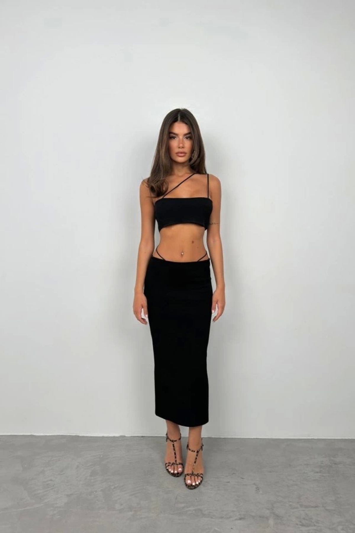 nedo7 Askı Detay Straplez Dokulu Crop