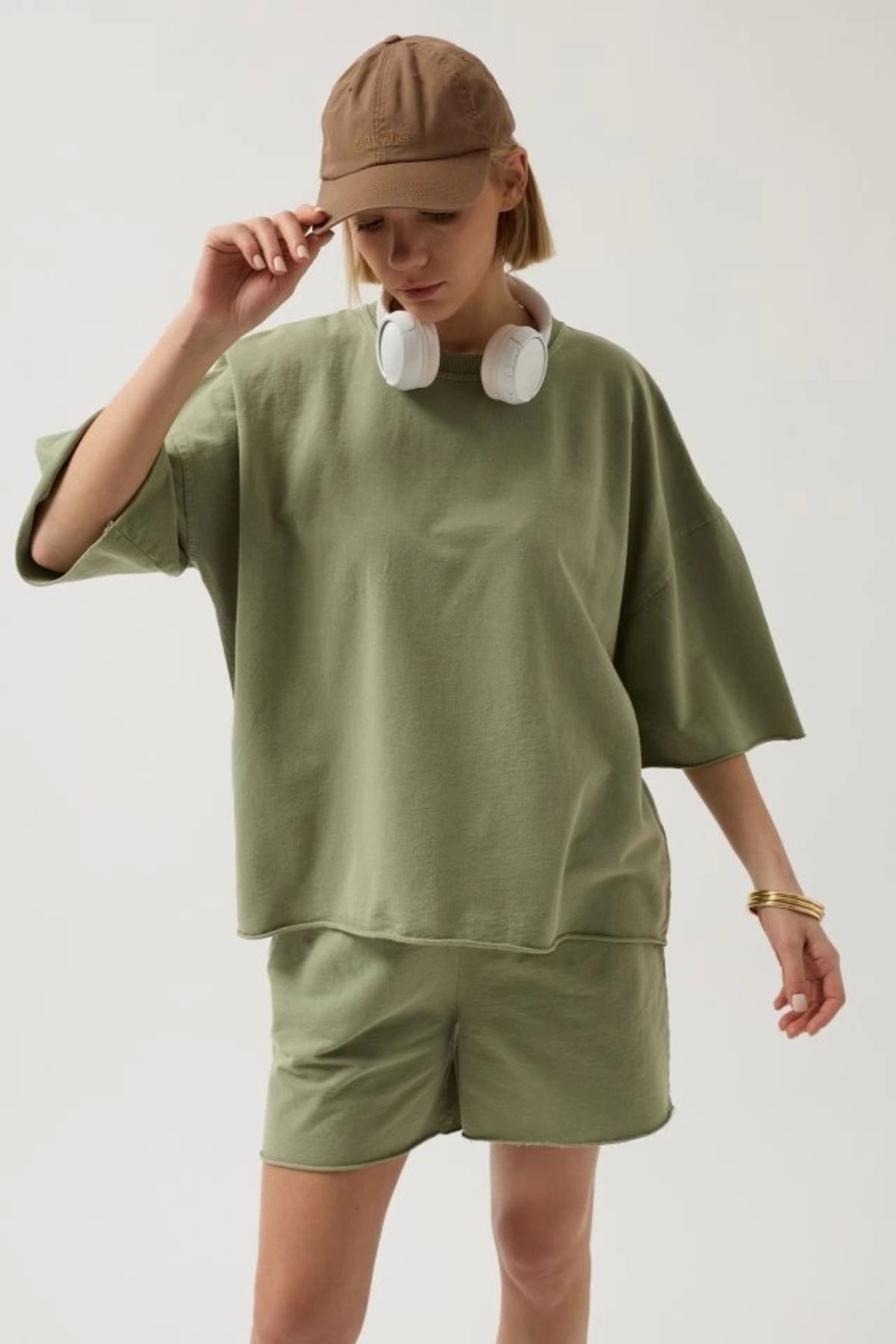 nedo7 Oversize Lazer Kesim Bisiklet Yaka T-Shirt