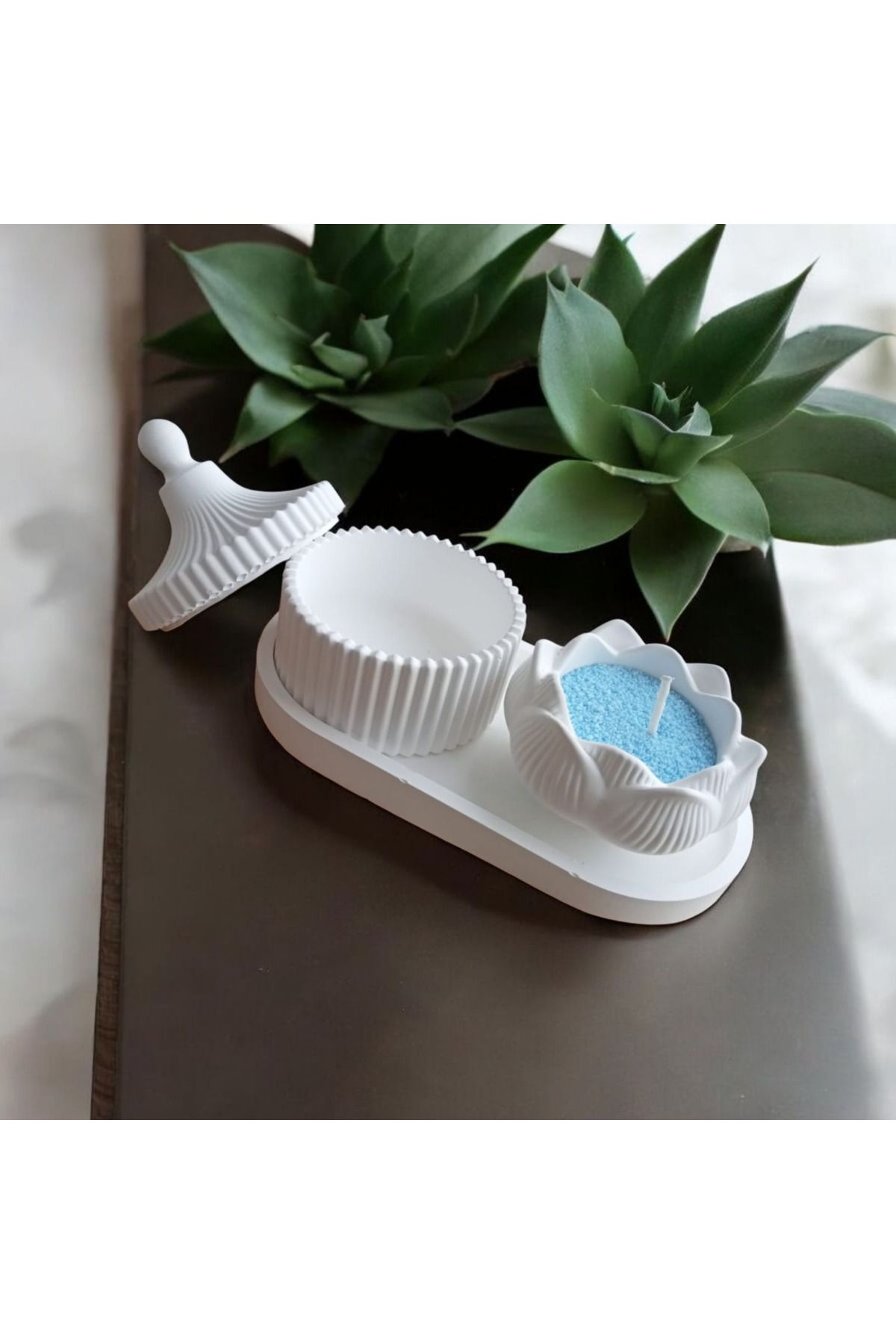 YILDIZ DECOR tebsi üzerinde dekoratif şekerlik ve lotus Lotus Tealight Mumluk Set 3 parça