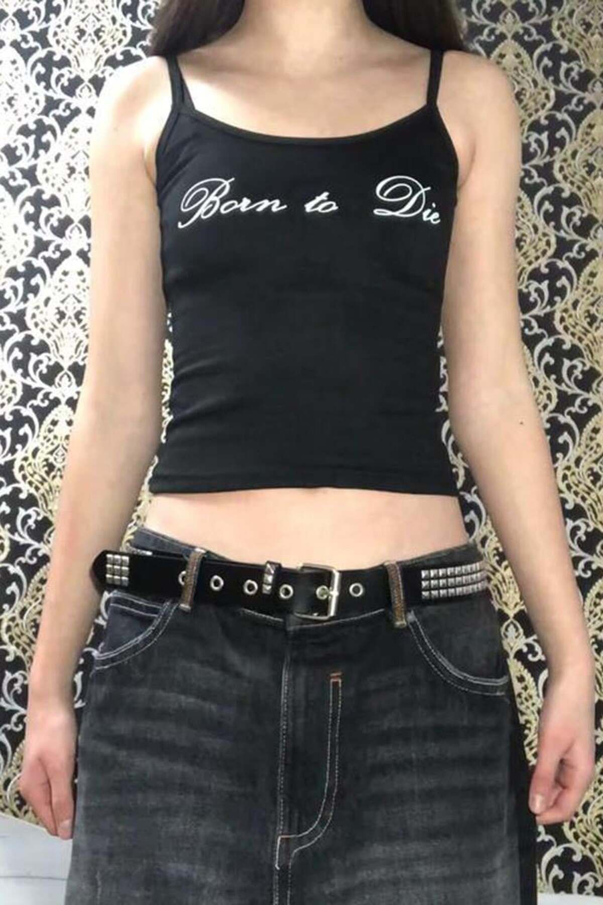 Köstebek Lana Del Rey Born To Die Askılı Retro Crop Tişört