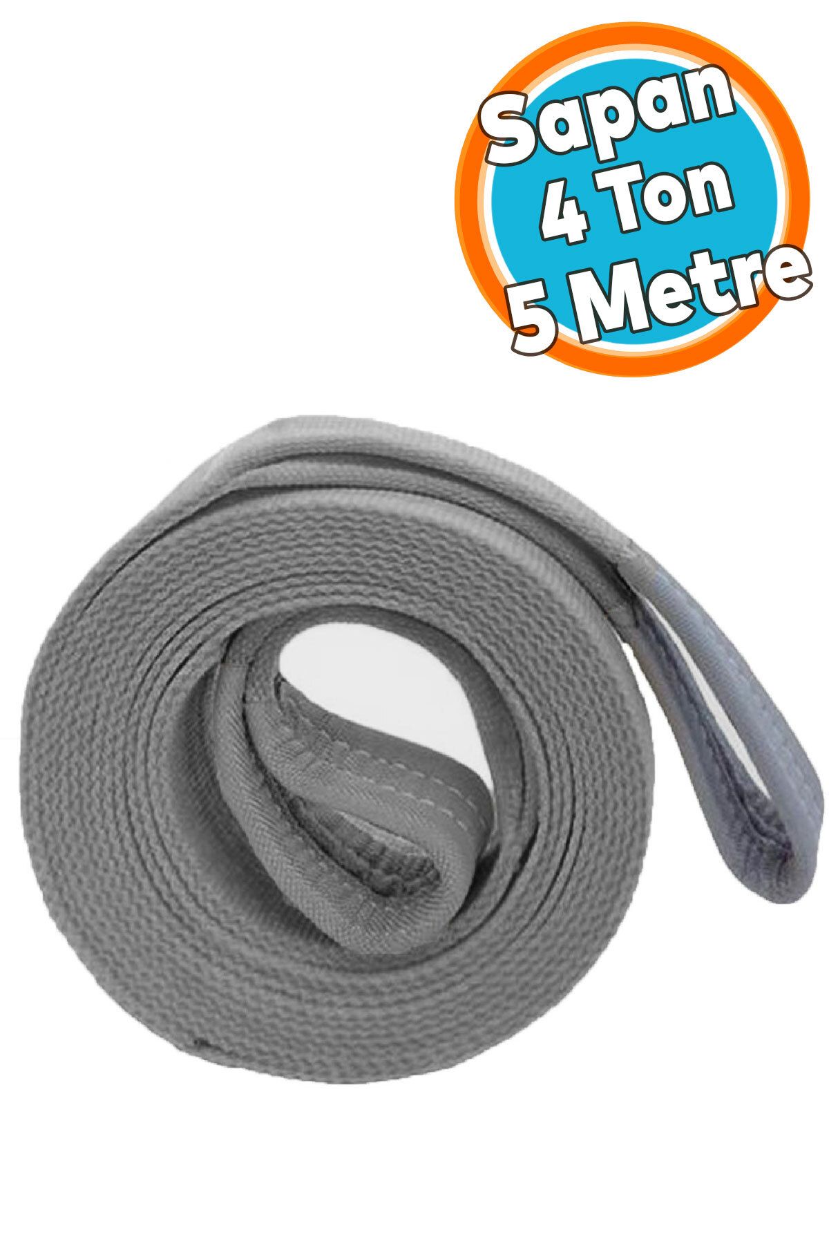 NZB Polyester Sapan Spanzet 4 Ton 5 Metre Gri Sağlam Yük Kaldırma Taşıma İndirme Halat