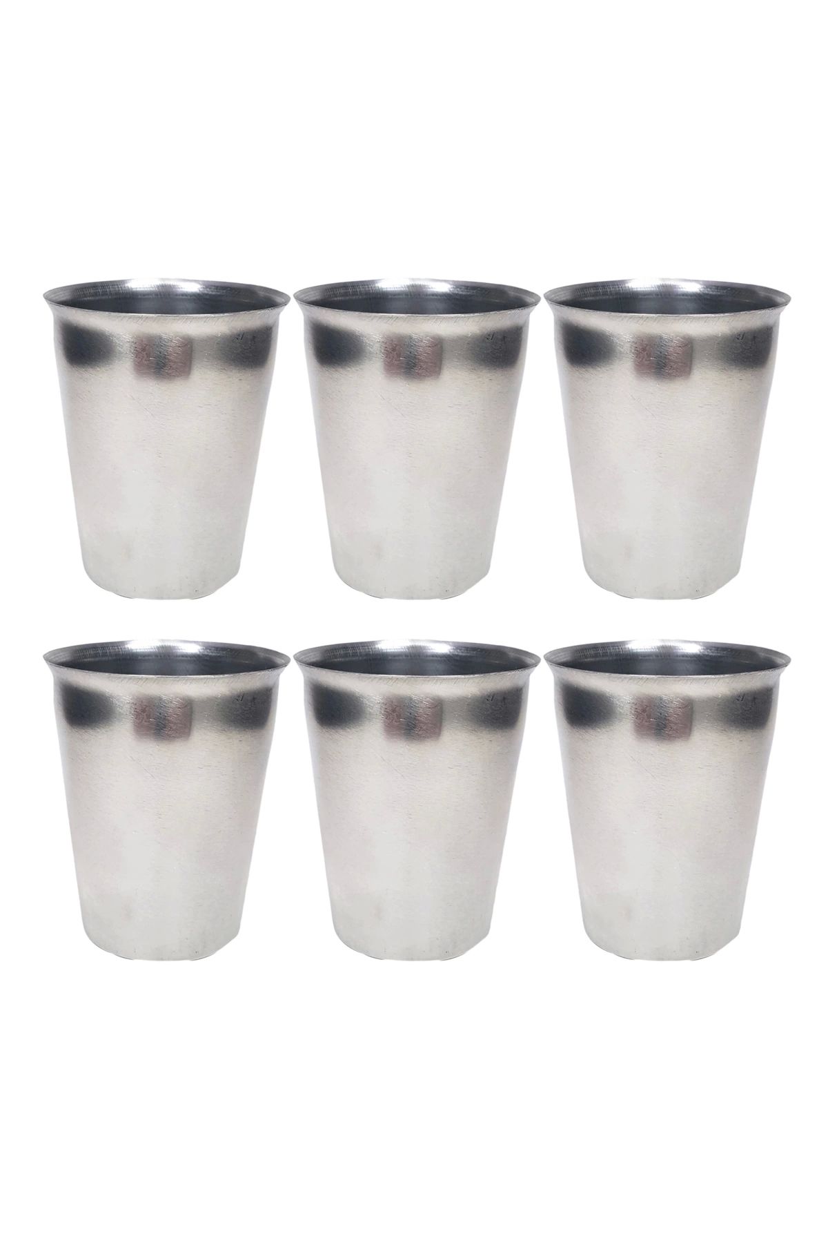 PRATİKOBA 6 Adet Paslanmaz Çelik Krom Bardak 9 x 7,5 x 5,5cm