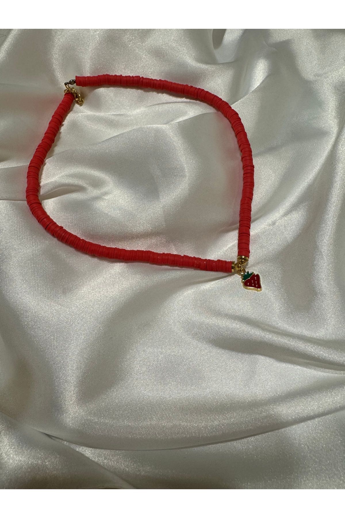November Accessories Mineli Çilek Uçlu Fimo Boncuk Kolye