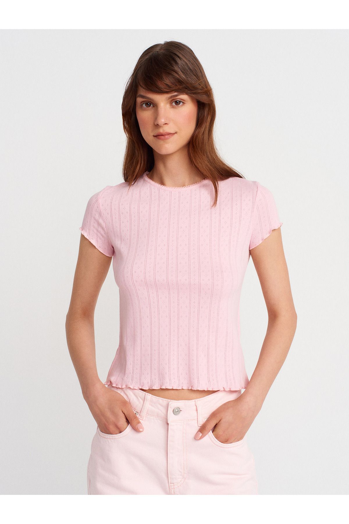 Dilvin 31834 Kısa Kollu T-Shirt-Toz Pembe