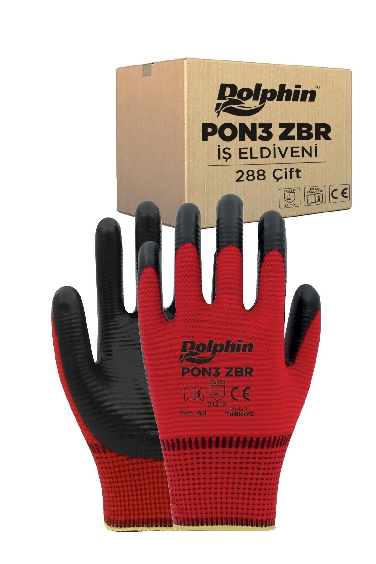 supertrend Süpertrend Dolphin Polyester Nitril İş Eldiveni Kırmızı/siyah Pon3 Zbr 9-l 288 Çift - Koli