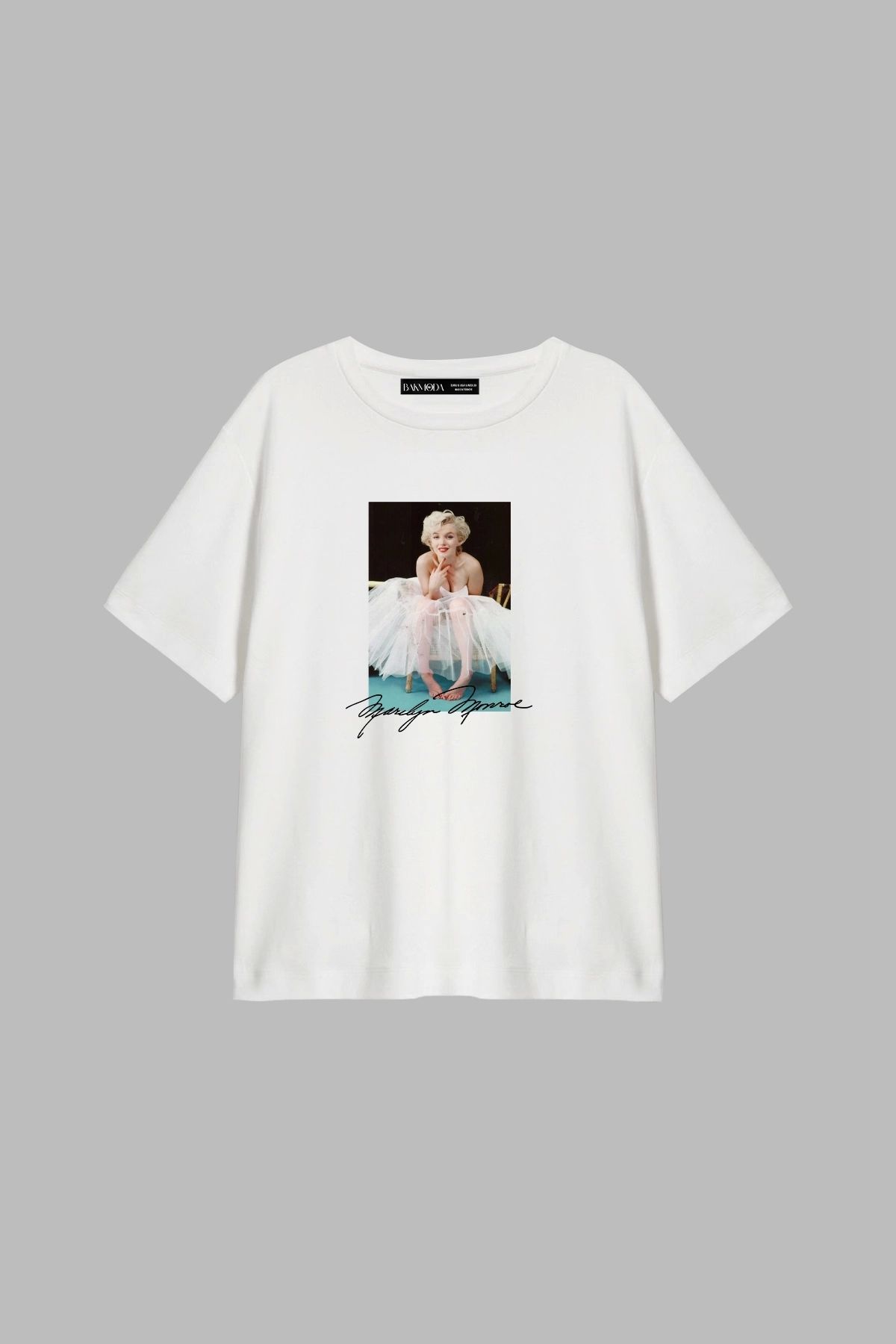 CİNEMA MODA Marilyn Monroe's Beauty Baskılı Relaxed Fit Beyaz Kadın Tshirt