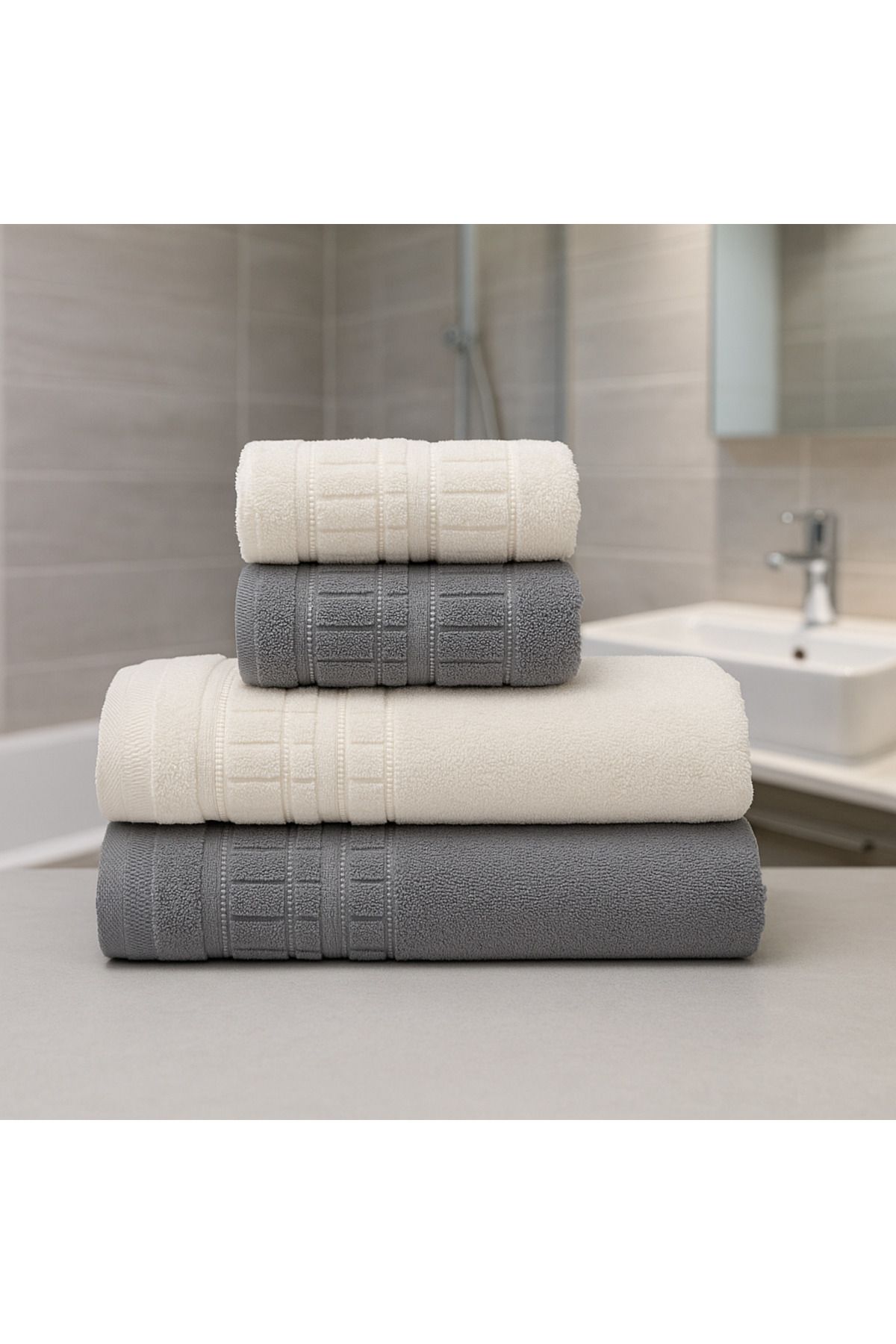 AYHANHOME 4'lü Banyo Havlu Takımı 2 adet 50x90-2 adet 90x150