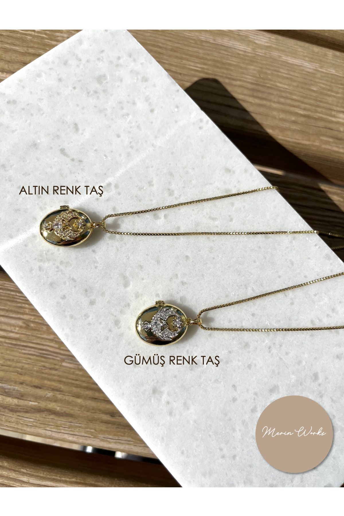Butik Anka Kuşu Gold Çelik Kolye Uzak Şehir Alya İçi Açılabilir
