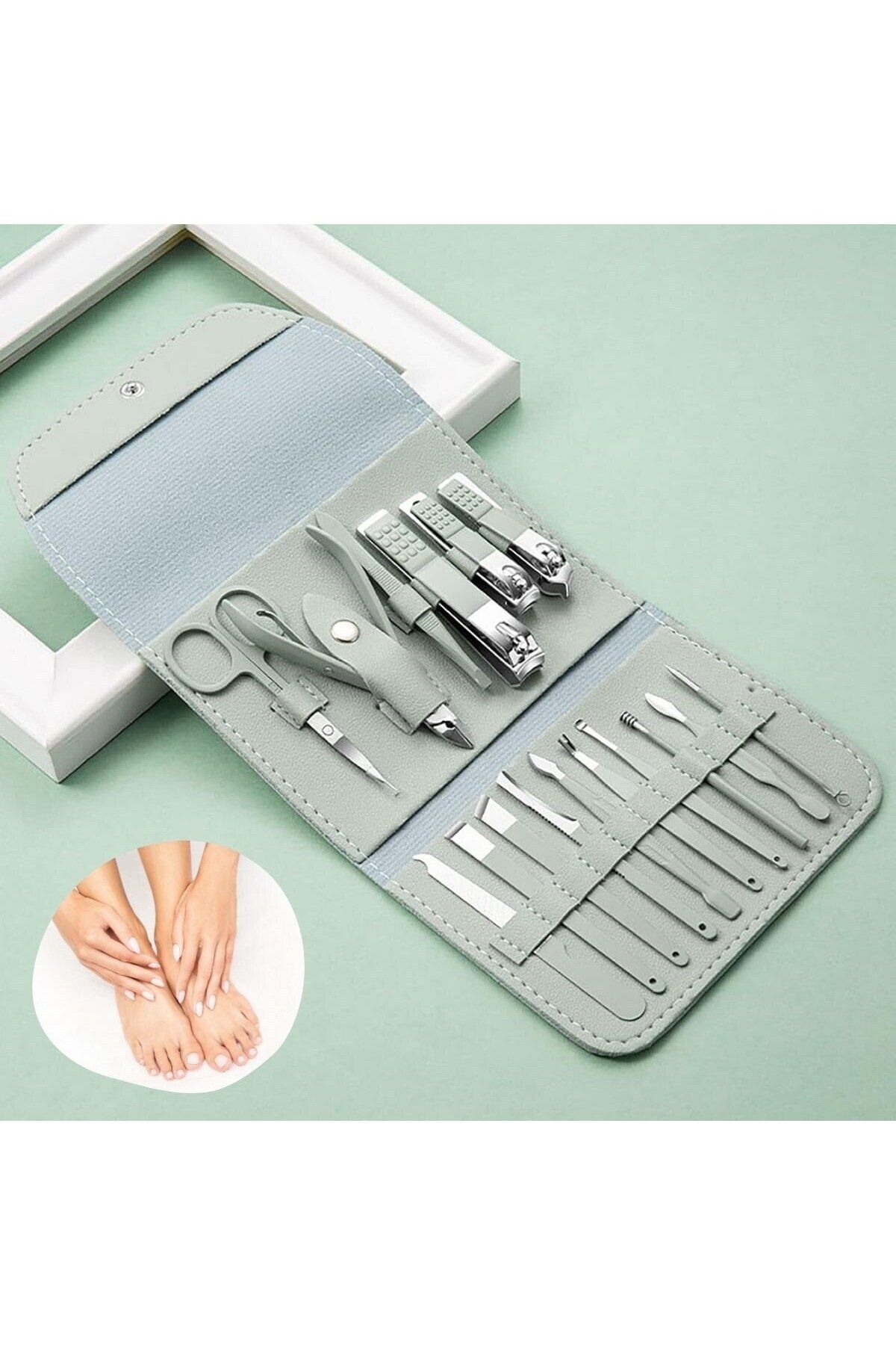 shop BUFFER® Kendiliğininden Çantalı Seyahat Tipi 16 Parça Manikür Pedikür Seti