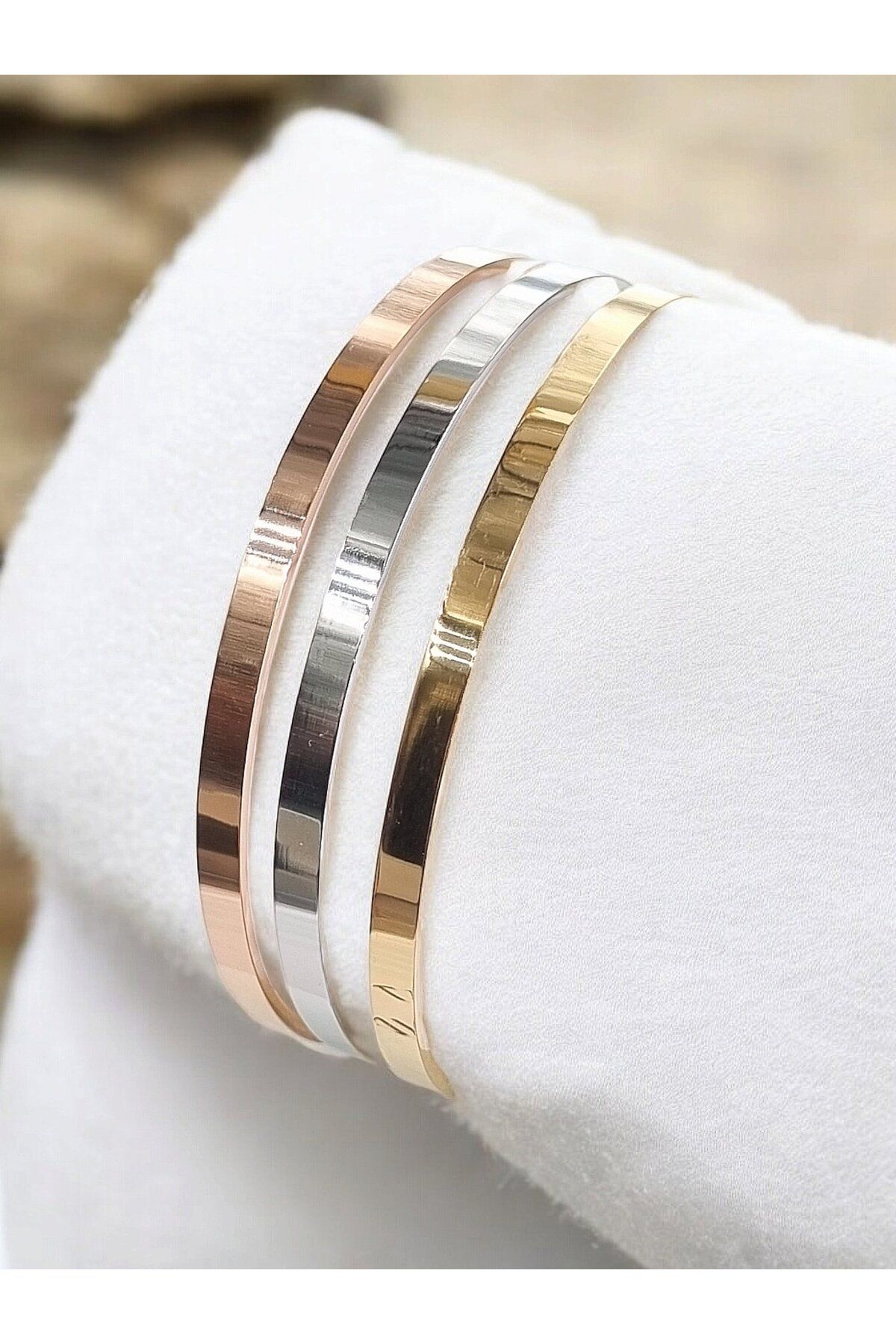 GLOWVİA AKSESUAR Ajda Bilezik 3lü Set Rose & Gold & Silver (3lü Set Fiyatıdır)