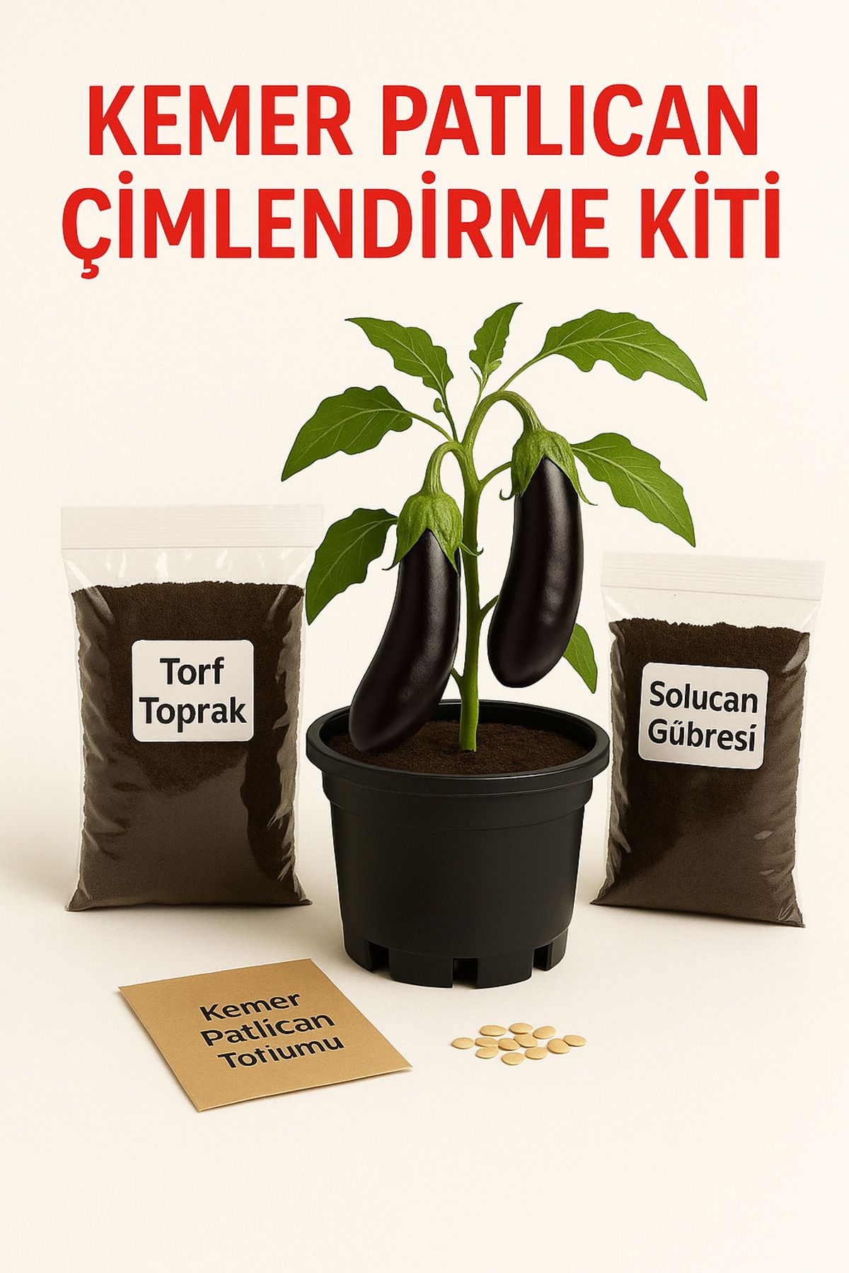 Bağ bahçe Fidan Kemer patlıcan Çimlendirme Başlangıç Kiti – Saksılı, Topraklı, Gübreli, Organik Tohumlu Set