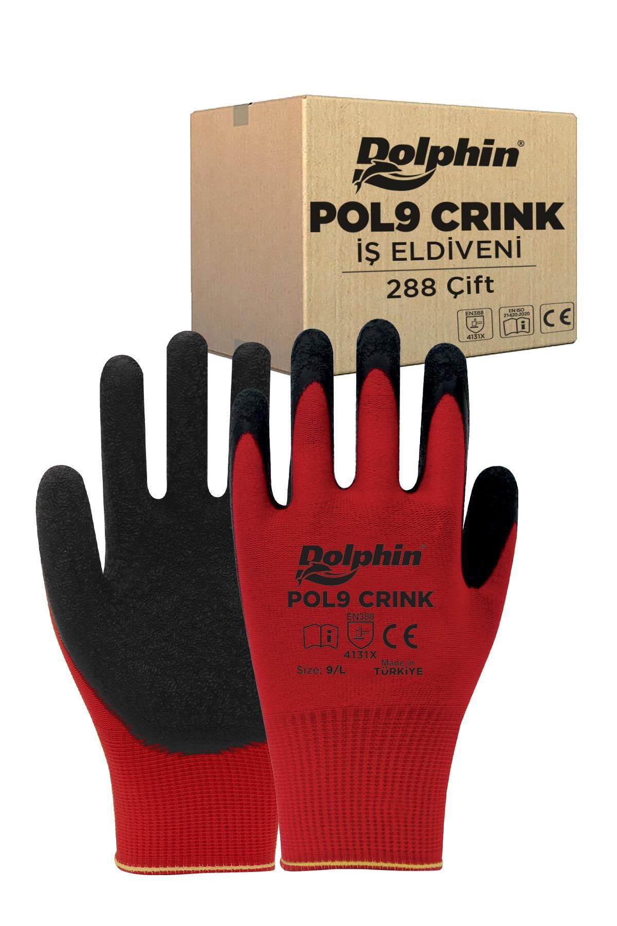 supertrend Süpertrend Dolphin Polyester Lateks İş Eldiveni Kırmızı/siyah Pol9 Crınk 9-l 288 Çift - Koli