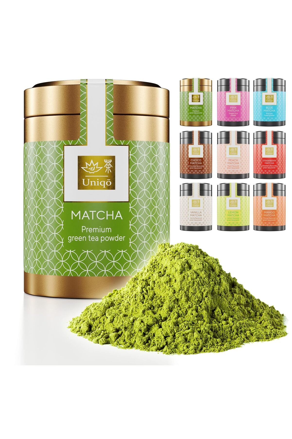TEA UNIQO Premium Japon Matcha Tozu 30g Şeker İlavesiz Vegan, Metal Kutuda