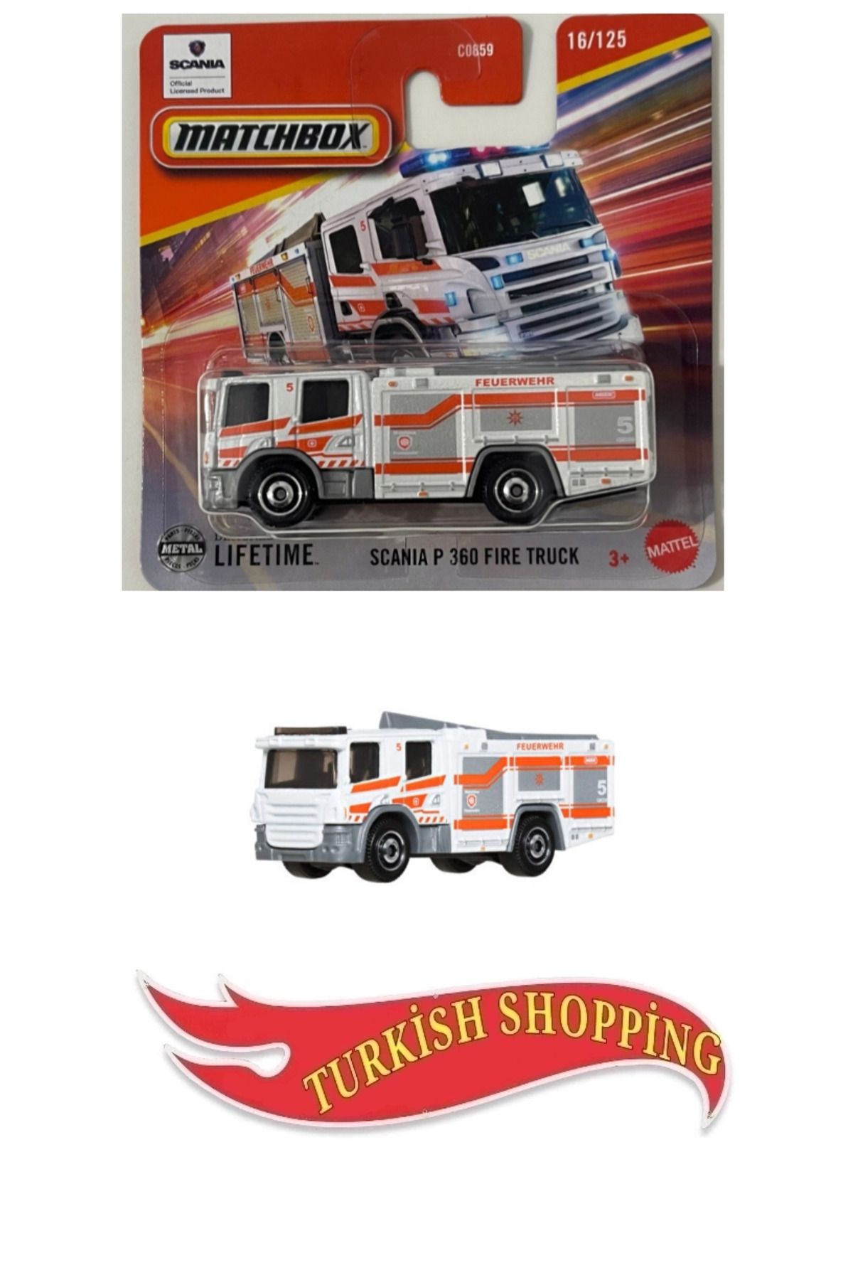 HOT WHEELS Matchbox 1:64 Ölçek Lifetime Scania P 360 Fıre Truck