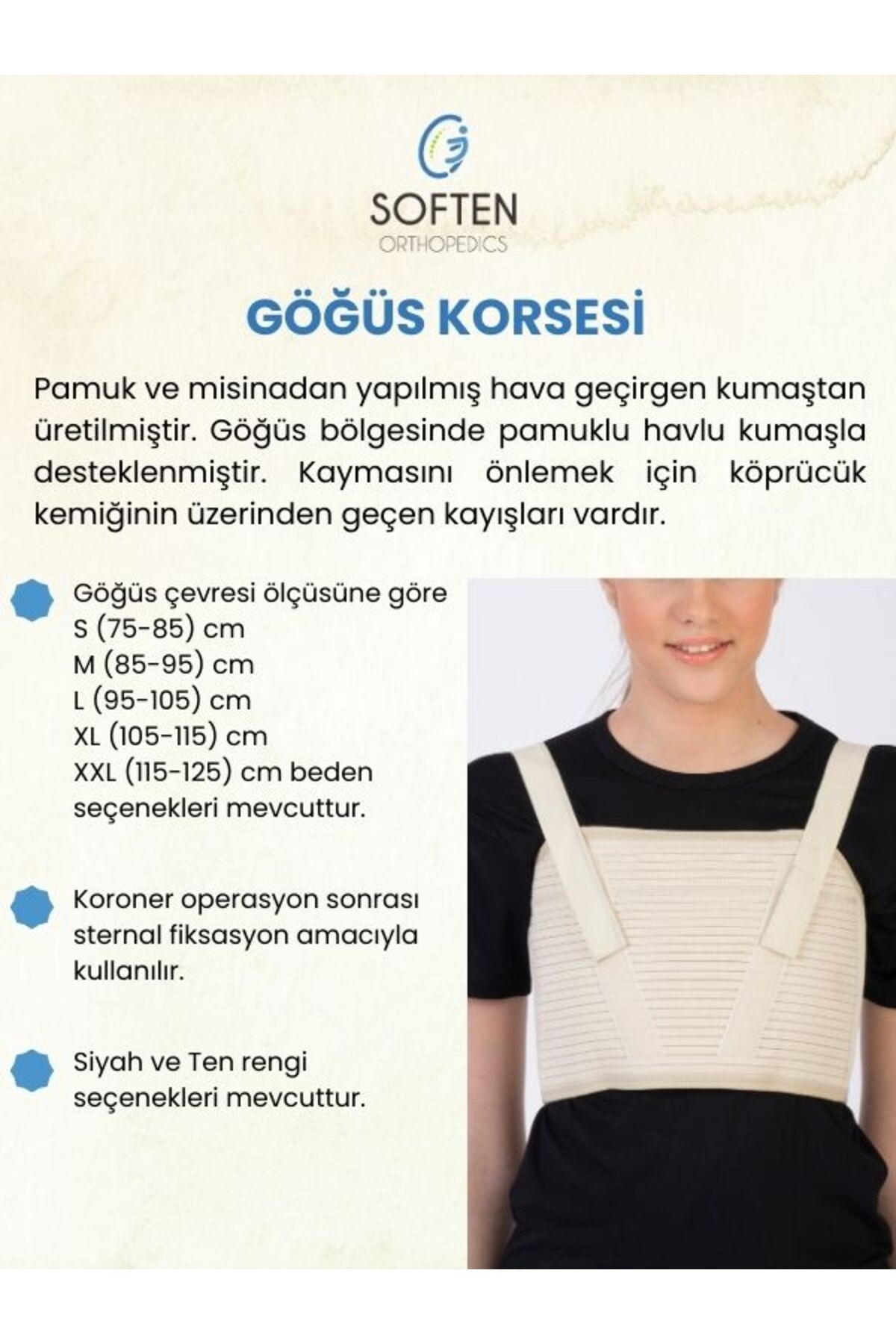 SOFTEN ORTHOPEDICS GÖĞÜS KORSESİ - LARGE