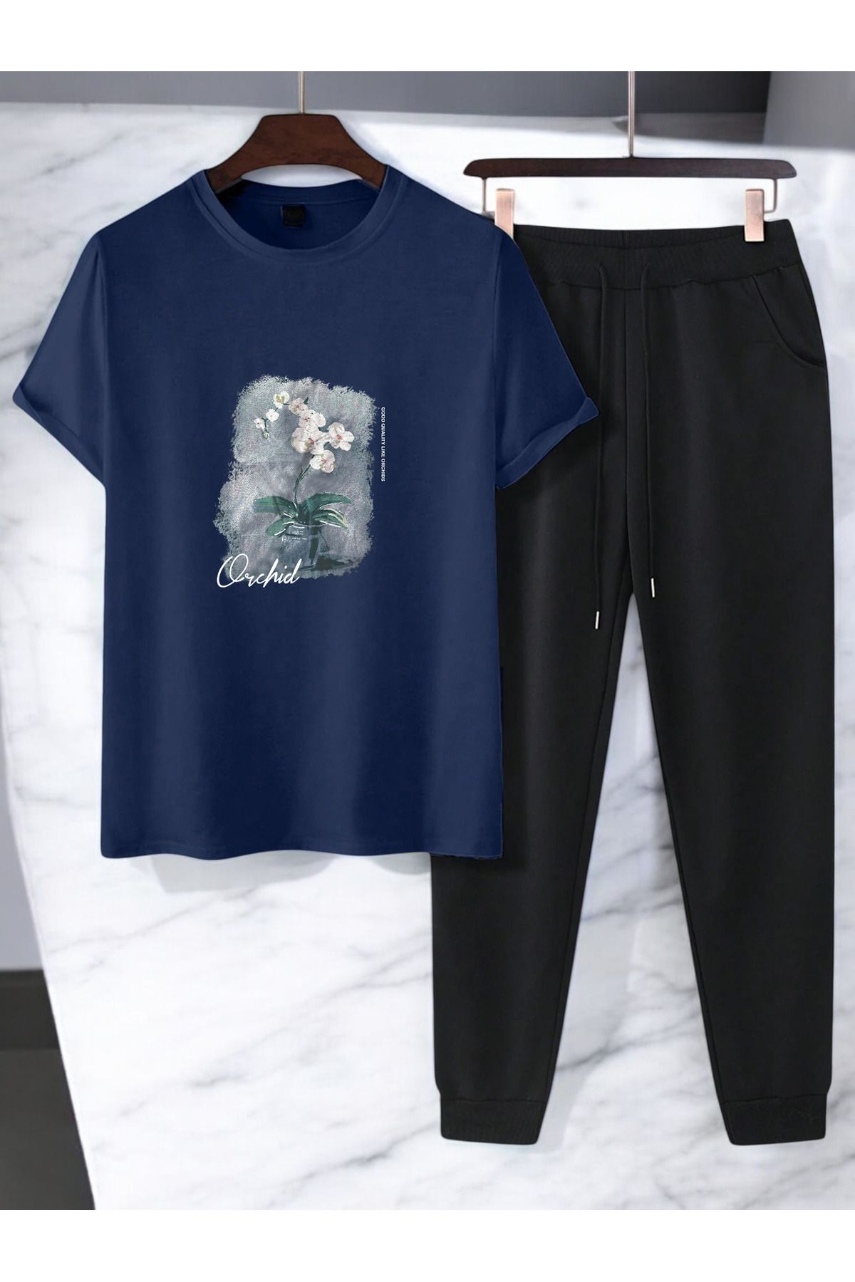 uyguntarz Unisex Saksı Tasarım Basklı Tshirt Eşofman Takımı