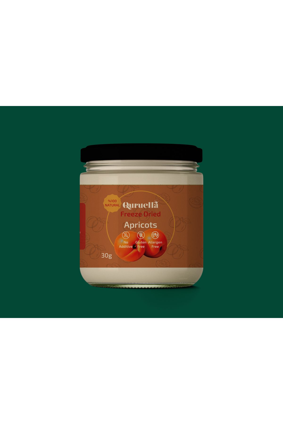 Quruella Freeze Dried KAYISI 30gr. Dondurularak kurutulmuş meyve