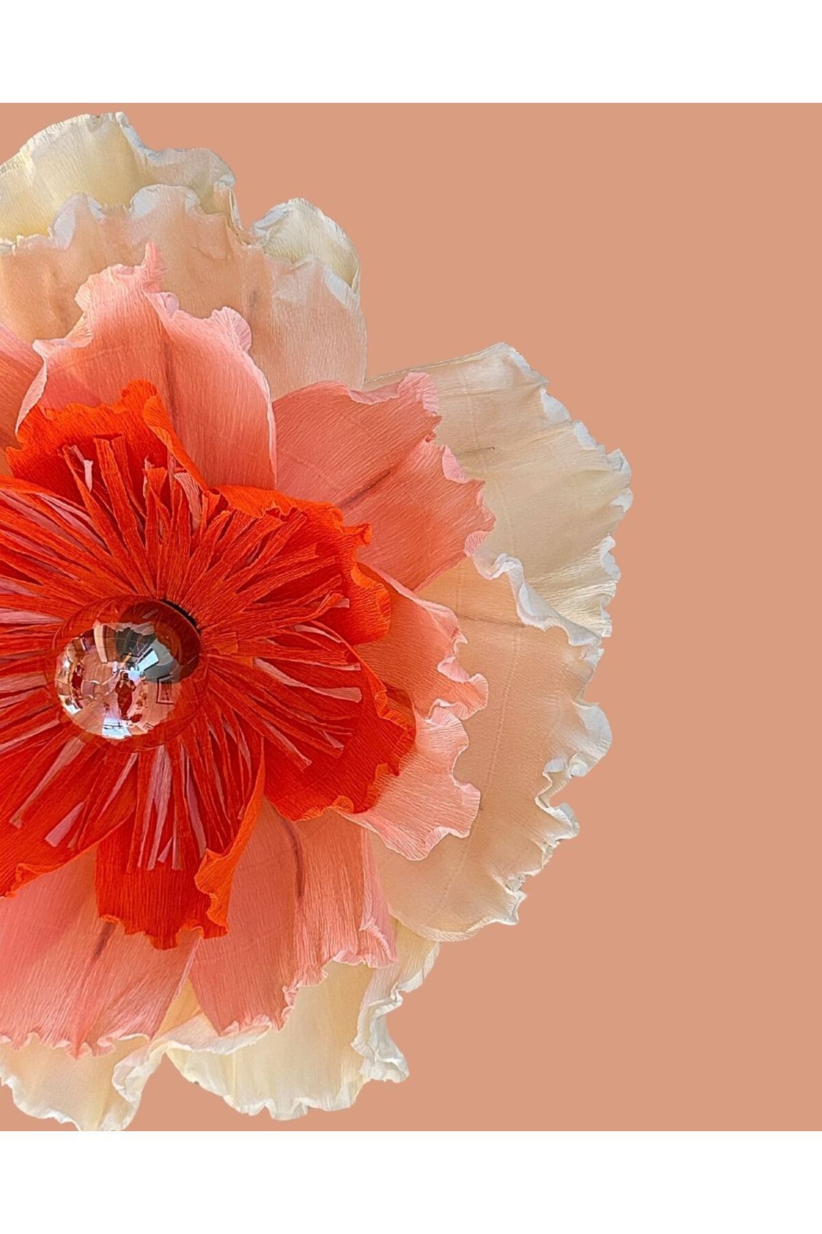 OVALEV Ayla Krapon Kağıt Beyaz Pembe Turuncu Tasarım Sarkıt Aydınlatma