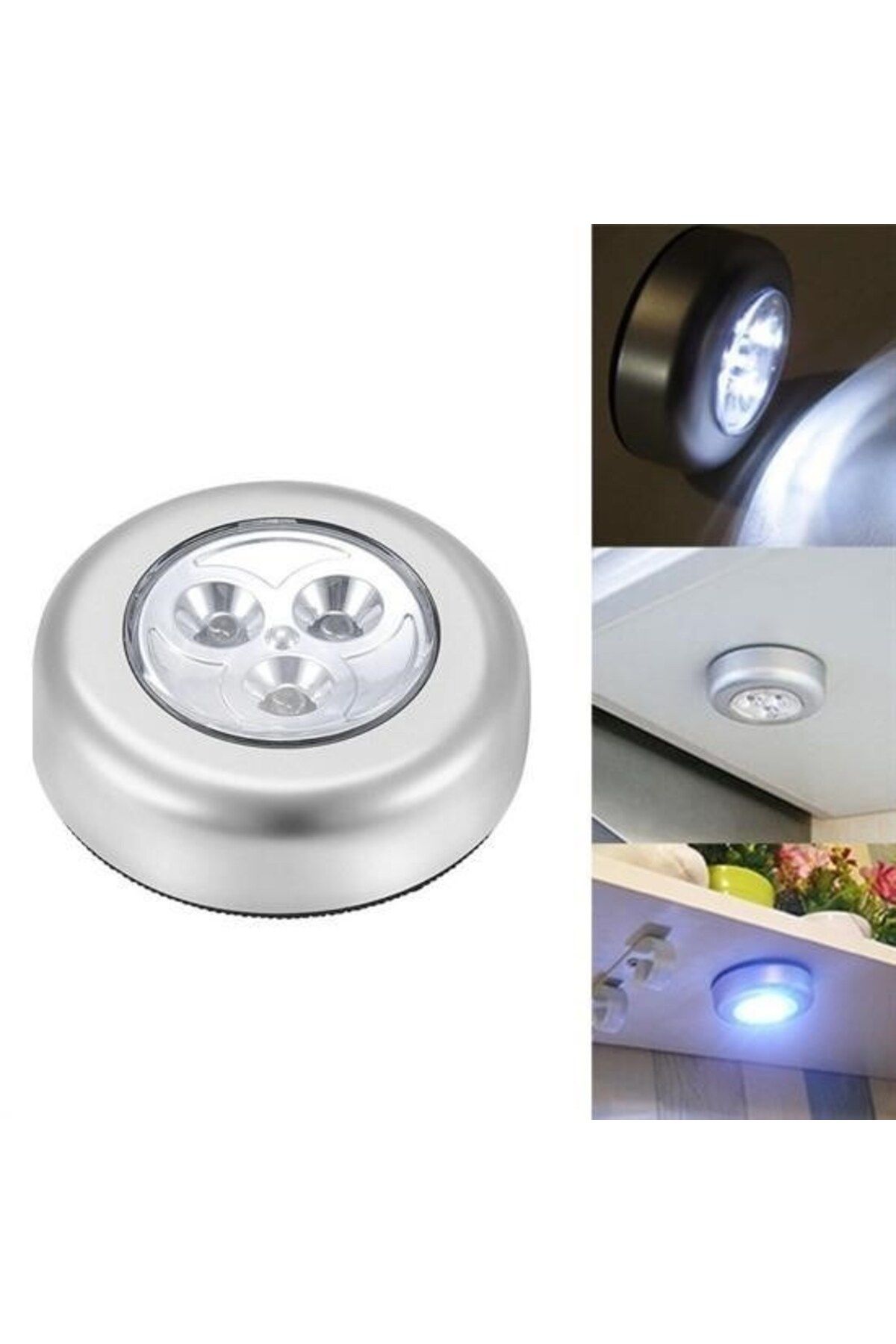 Vemora BUFFER® Kablosuz Spot Pilli Dokunmatik Led Lamba 3 Ledli Dolap Lambası