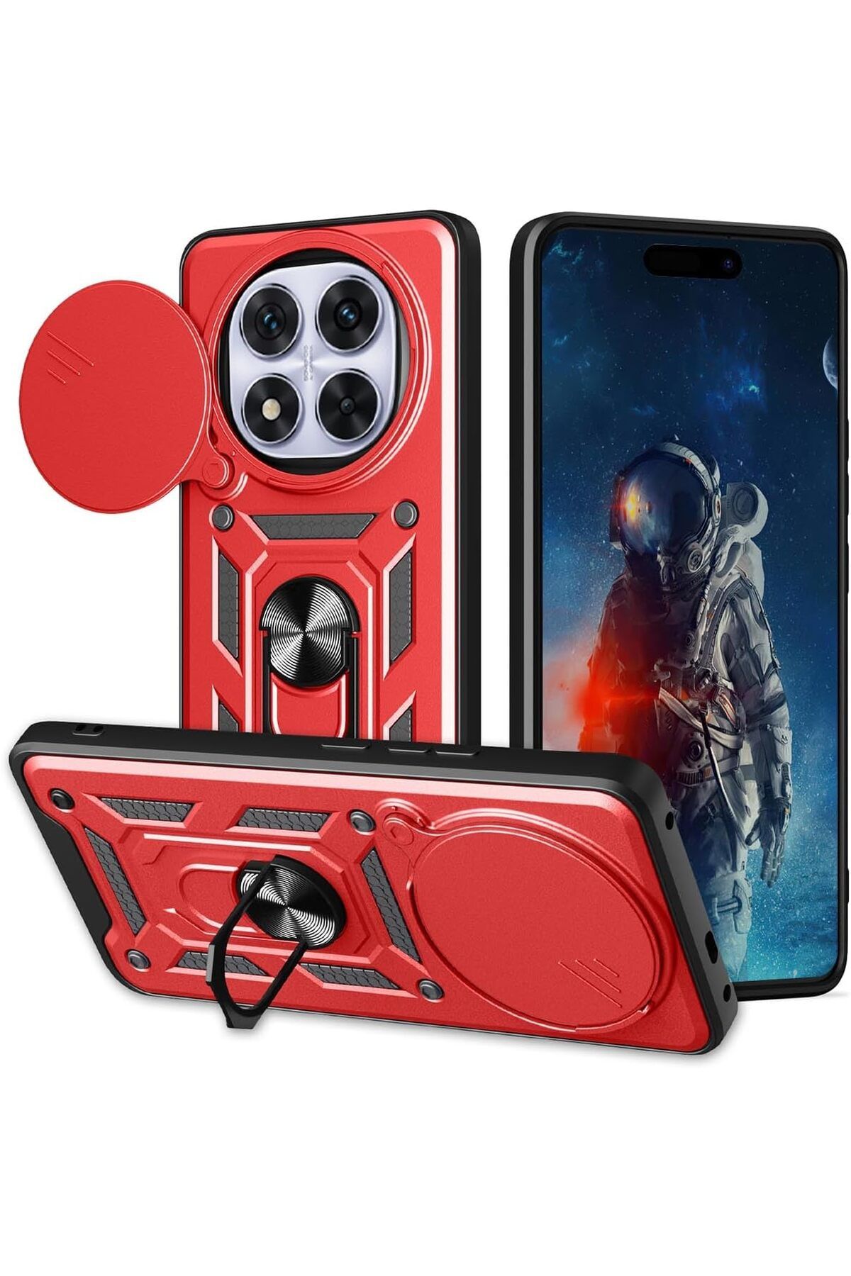 Rivor Xiaomi Redmi Note 14 Pro 4G Uyumlu Kılıf Kamera Sürgülü Standlı Yüzüklü Darbe Emici Koruyucu Kapak