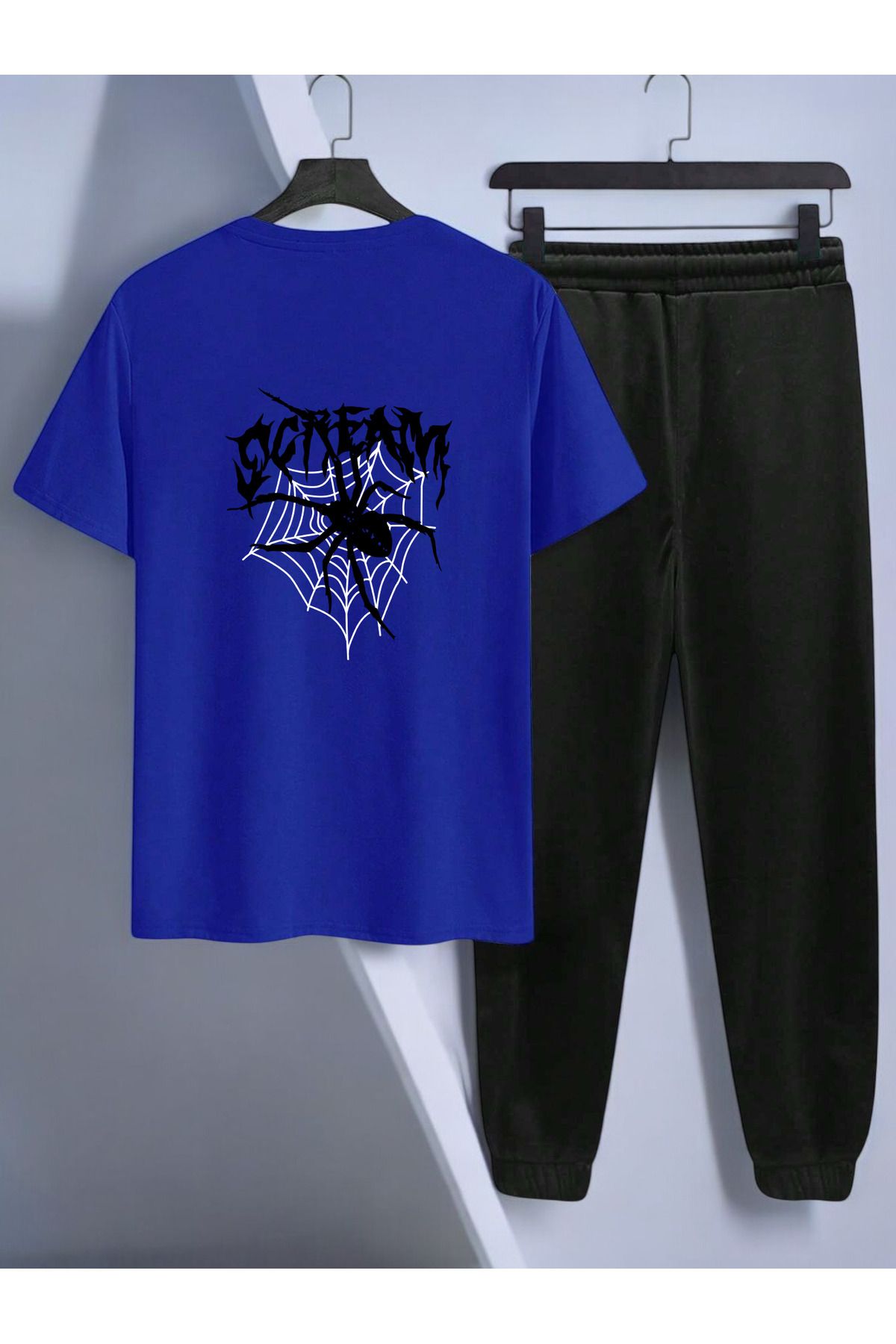 uyguntarz Unisex Scream Siyah Tasarım Basklı Tshirt Eşofman Takımı
