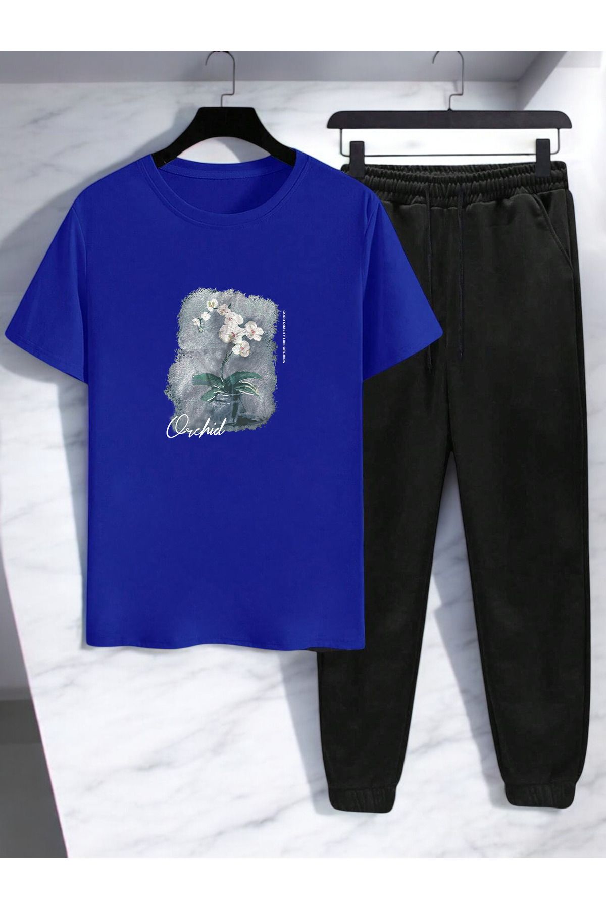 uyguntarz Unisex Saksı Tasarım Basklı Tshirt Eşofman Takımı