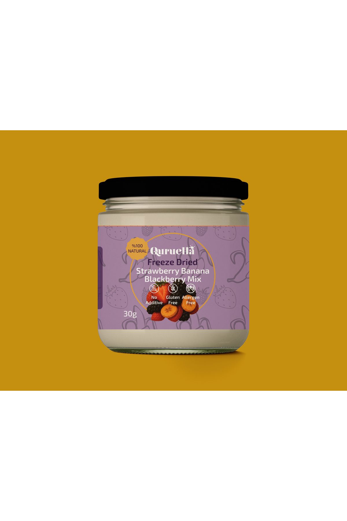 Quruella Freeze Dried MUZ ÇİLEK BÖĞÜRTLEN MIX 30gr.