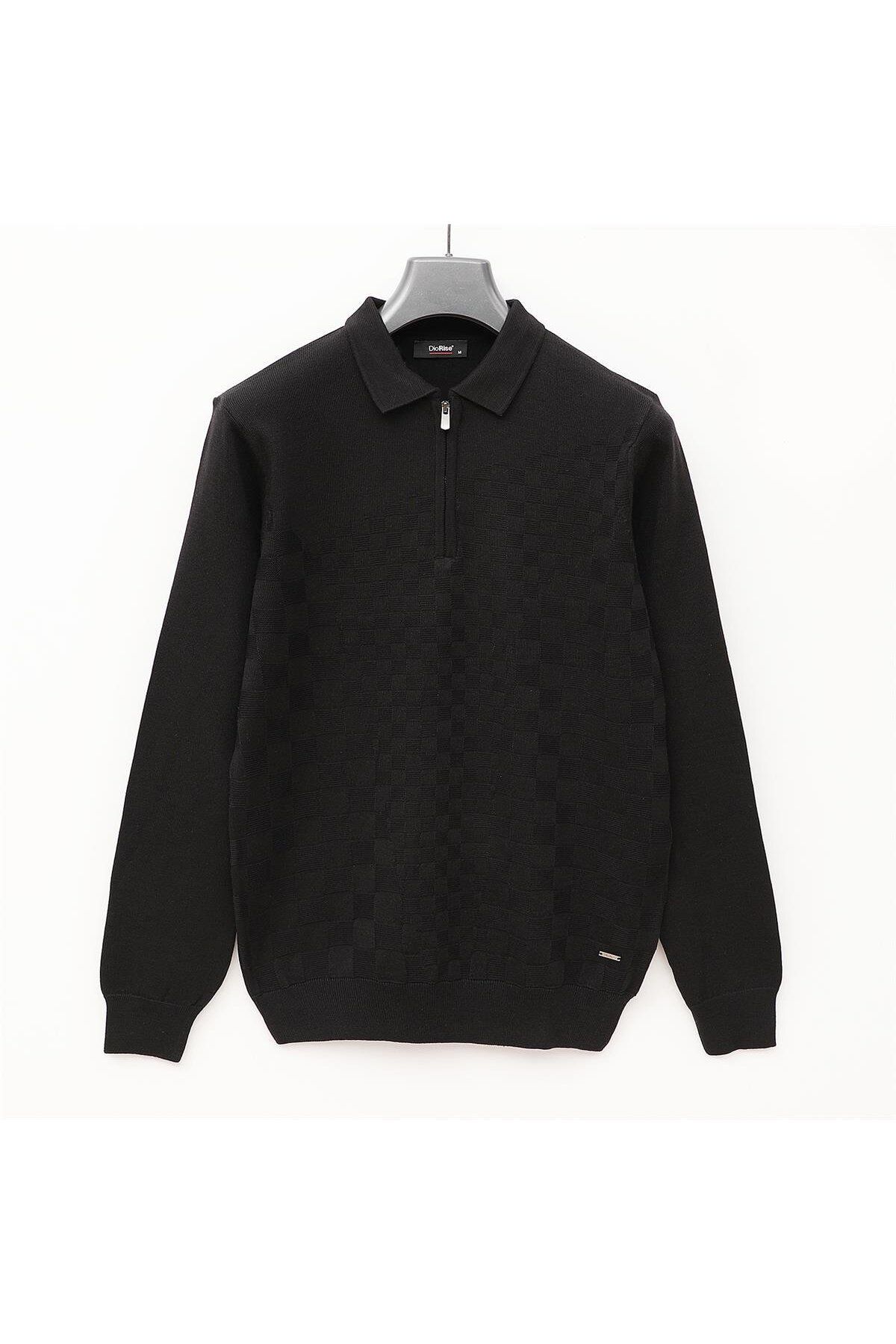 Dio Rise Erkek Şardonsuz Uzun Kol İnce Polo Yaka Sweatshirt - 189052 - Siyah