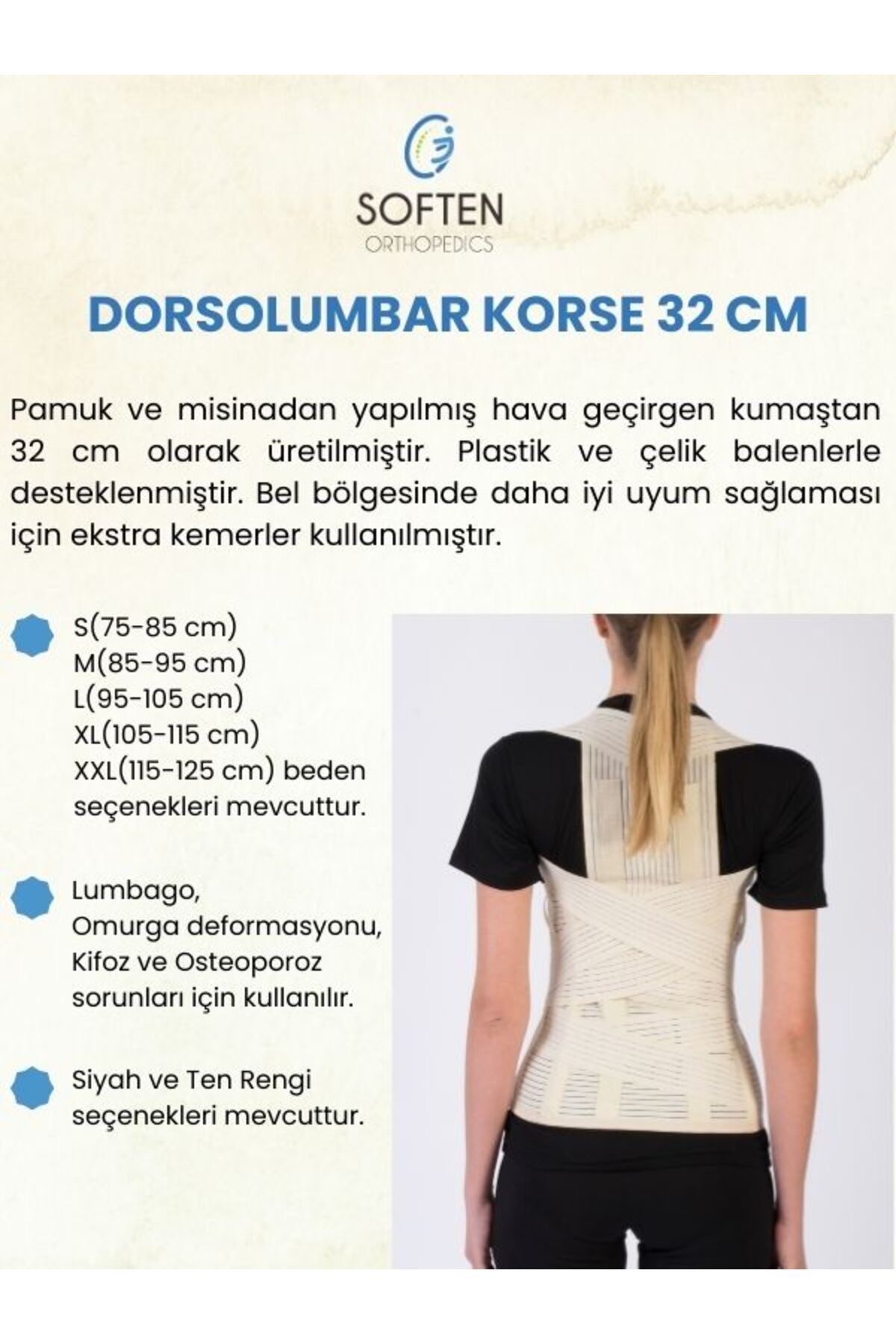 SOFTEN ORTHOPEDICS DORSOLUMBAR KORSE - XXLARGE