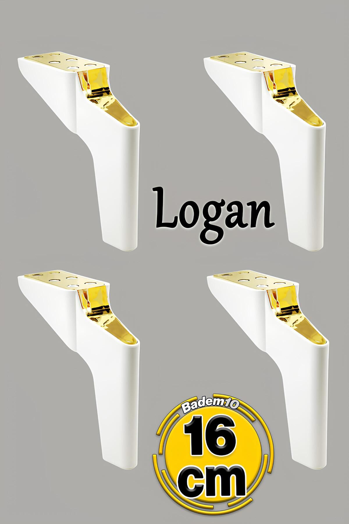 Badem10 Logan 4 Adet Set 16 Cm Beyaz Altın Mobilya Tv Ünitesi Koltuk Kanepe Destek Ayağı Ayakları M8 Civata
